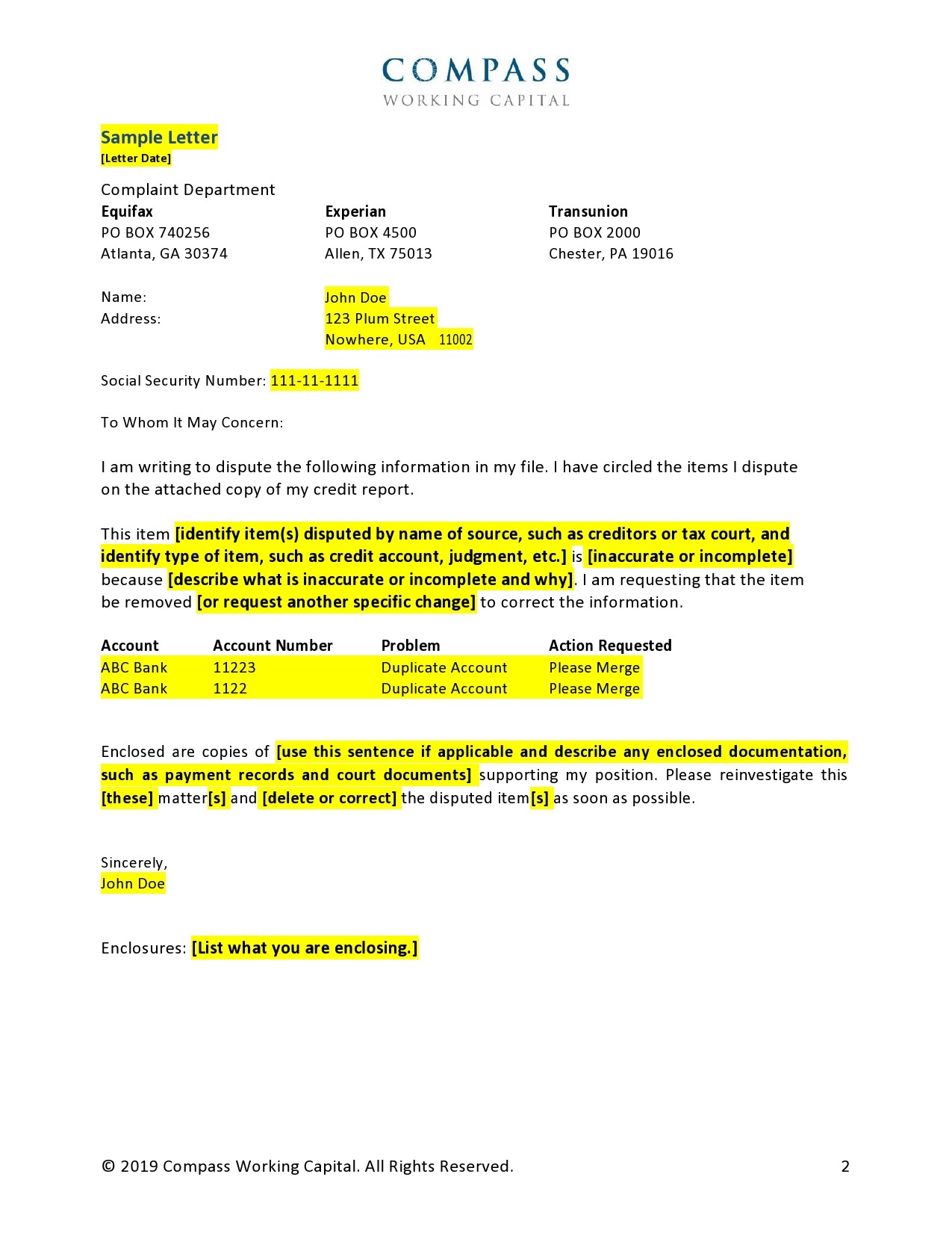 Credit Dispute Letter Credit Dispute Letter
