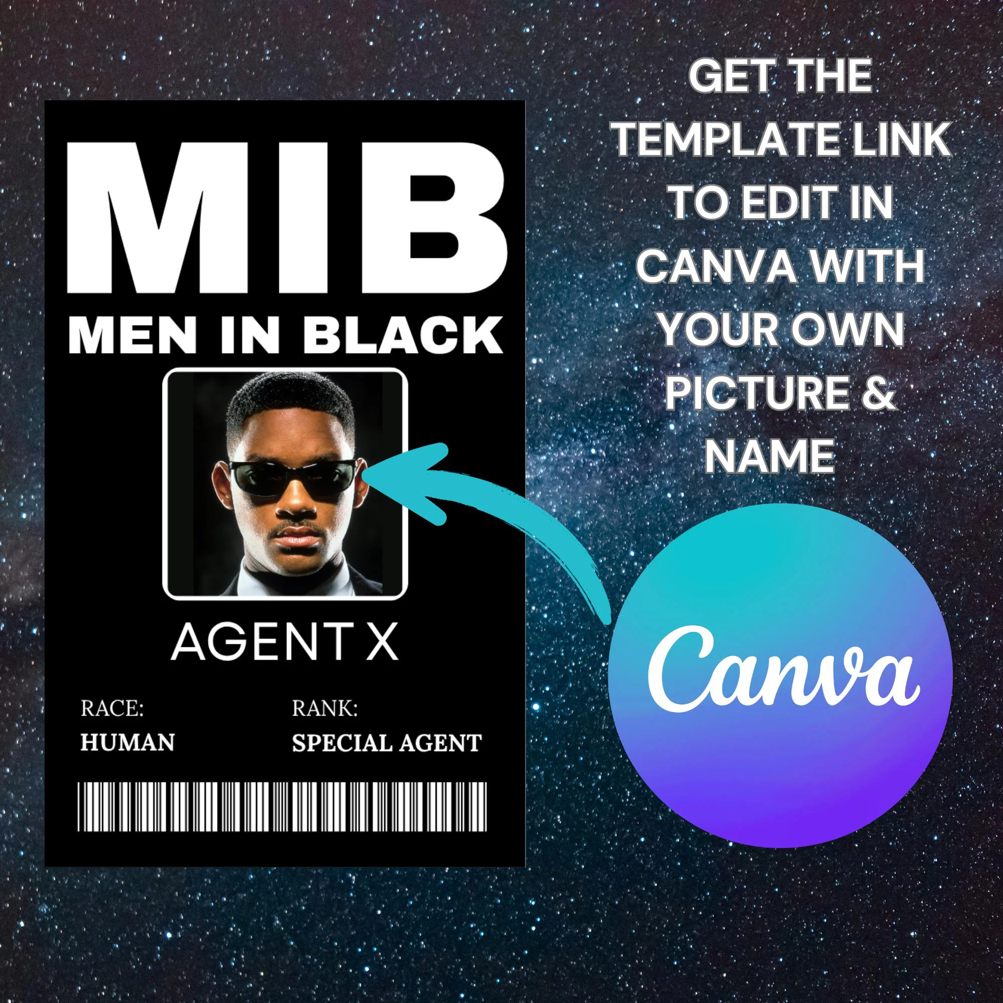 Customizable Mib Men In Black Agent Id