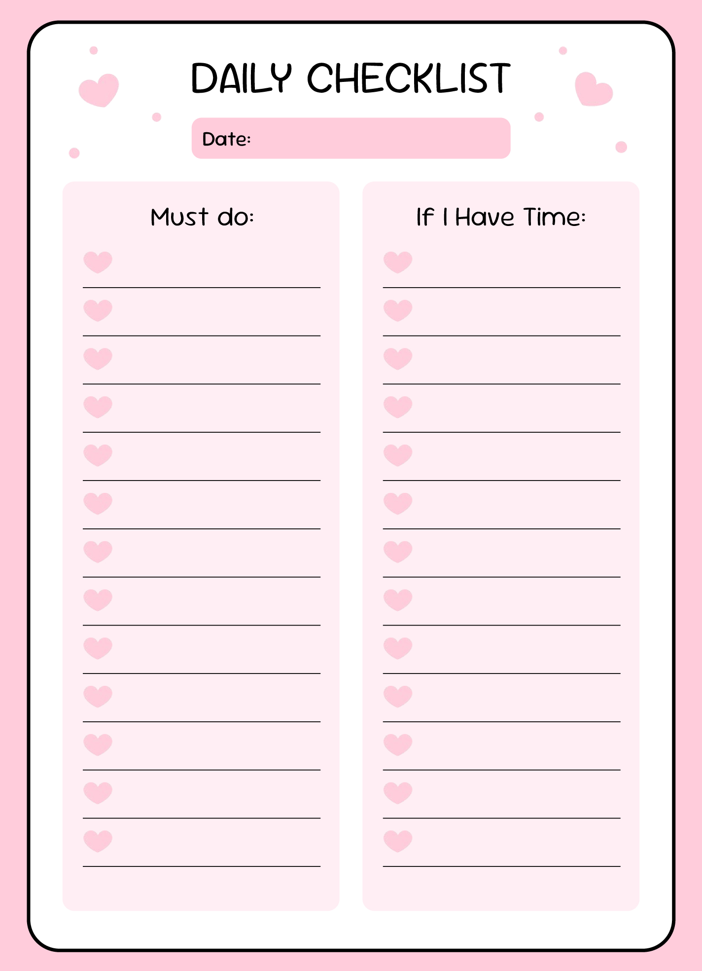 printable cute checklist template