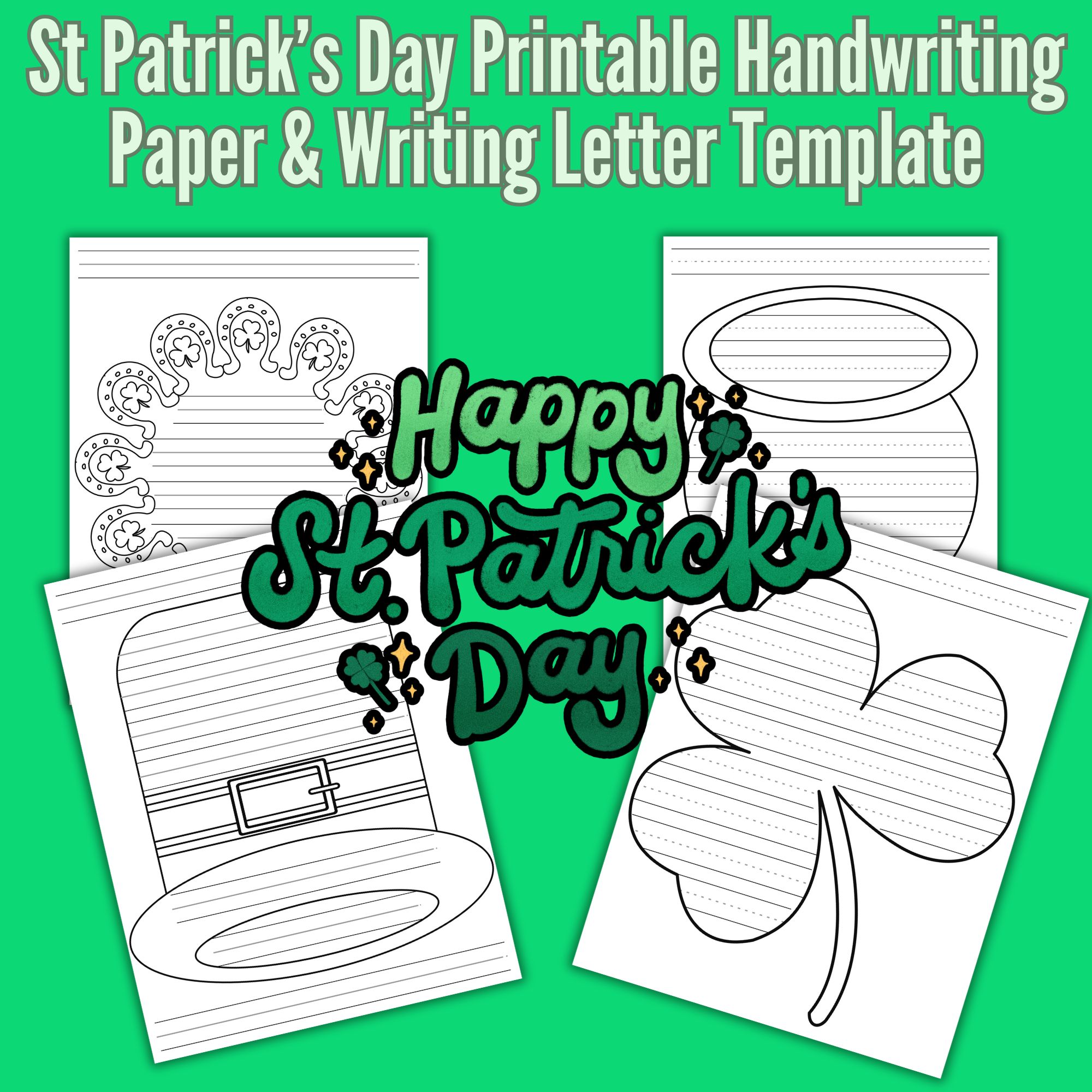 Cute Irish Theme Printable Handwriting Paper Writing Letter Template Shamrock