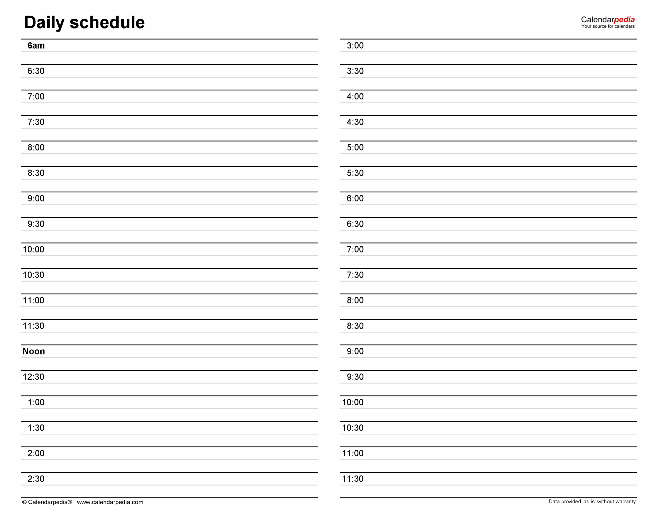 Daily Schedule Pdf Templates