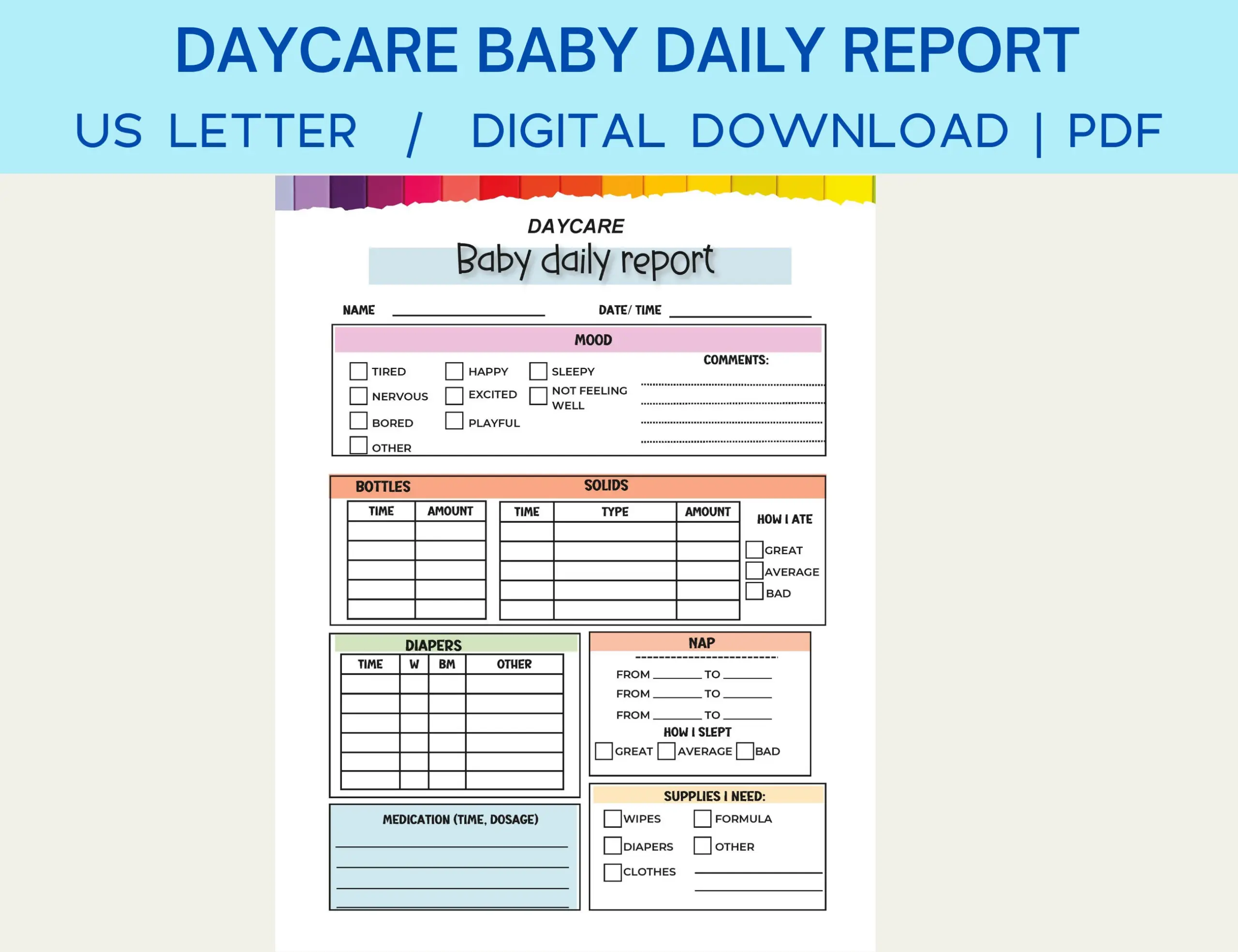 free printable infant daily report template free printable infant daily report template