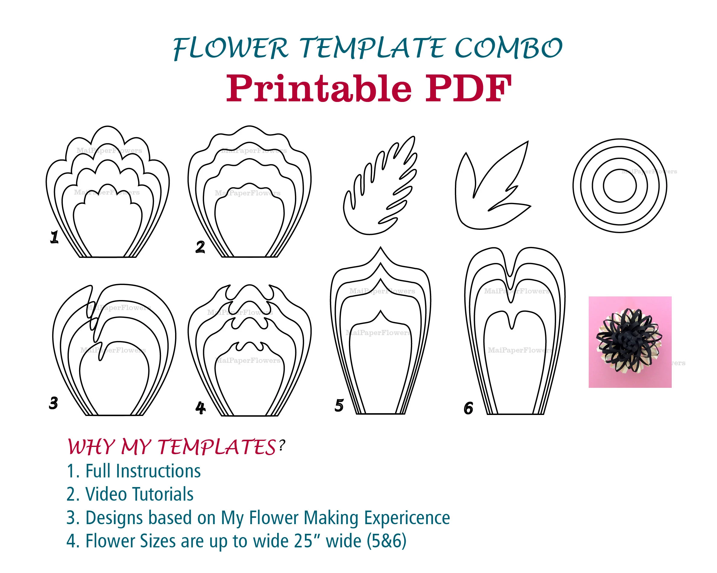 Digital Paper Flower Template Pdf Paper