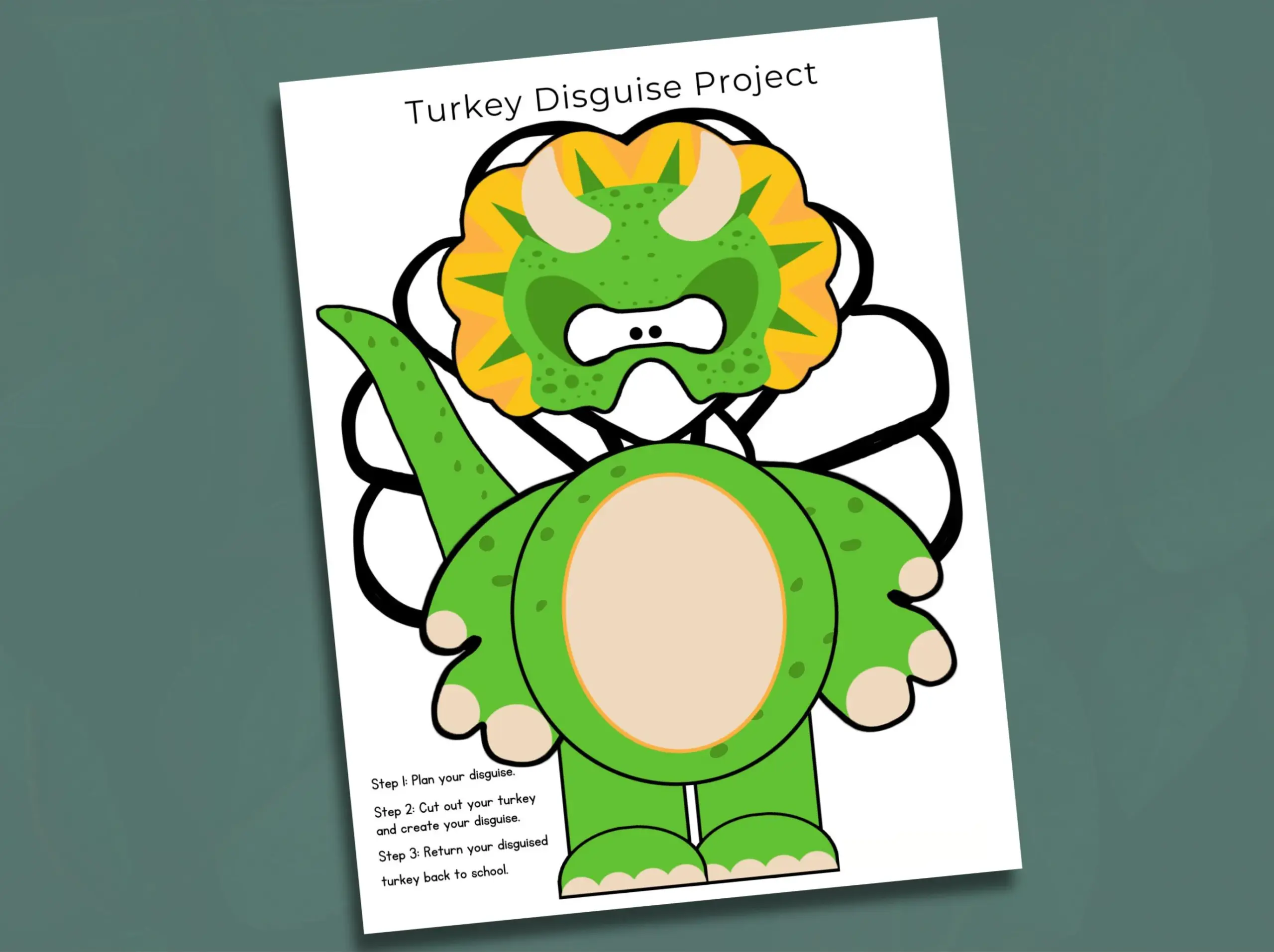 Dinosaur Turkey In Disguise Project Kids