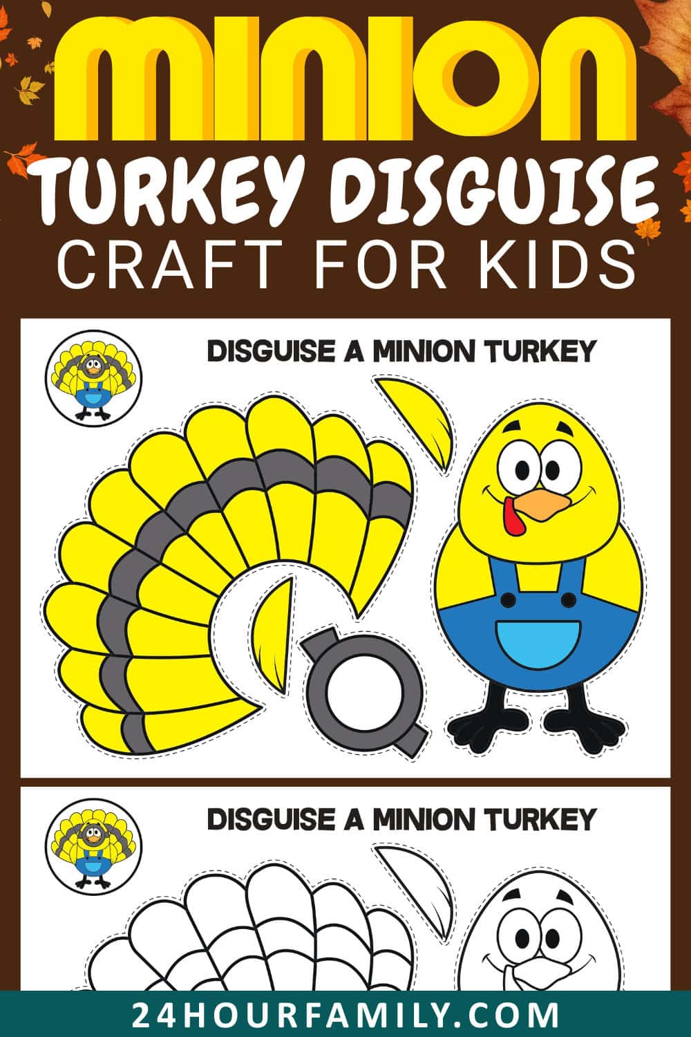 Disguise A Turkey As A Minion Printable Craft Disguise A Turkey As A Minion Printable Craft