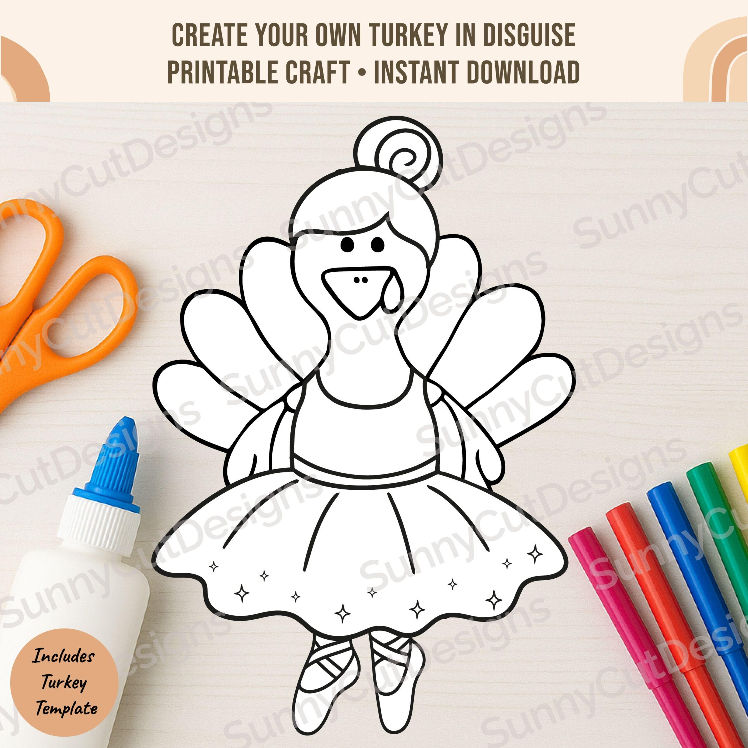 Disguise A Turkey Ballerina Blank