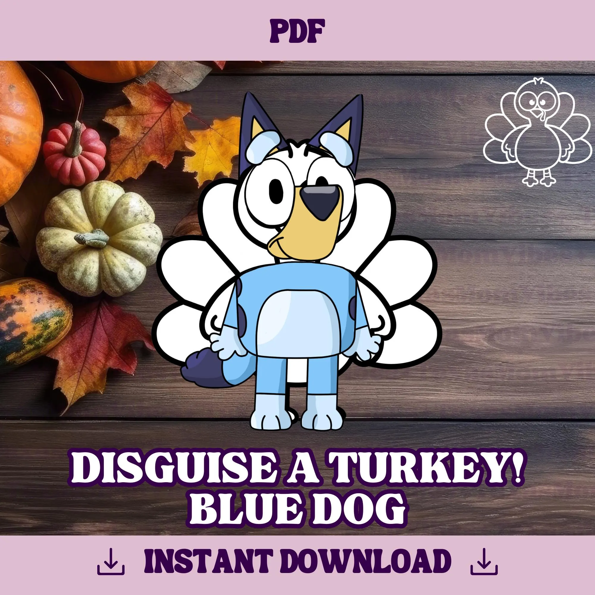 Disguise A Turkey Blue Dog Template