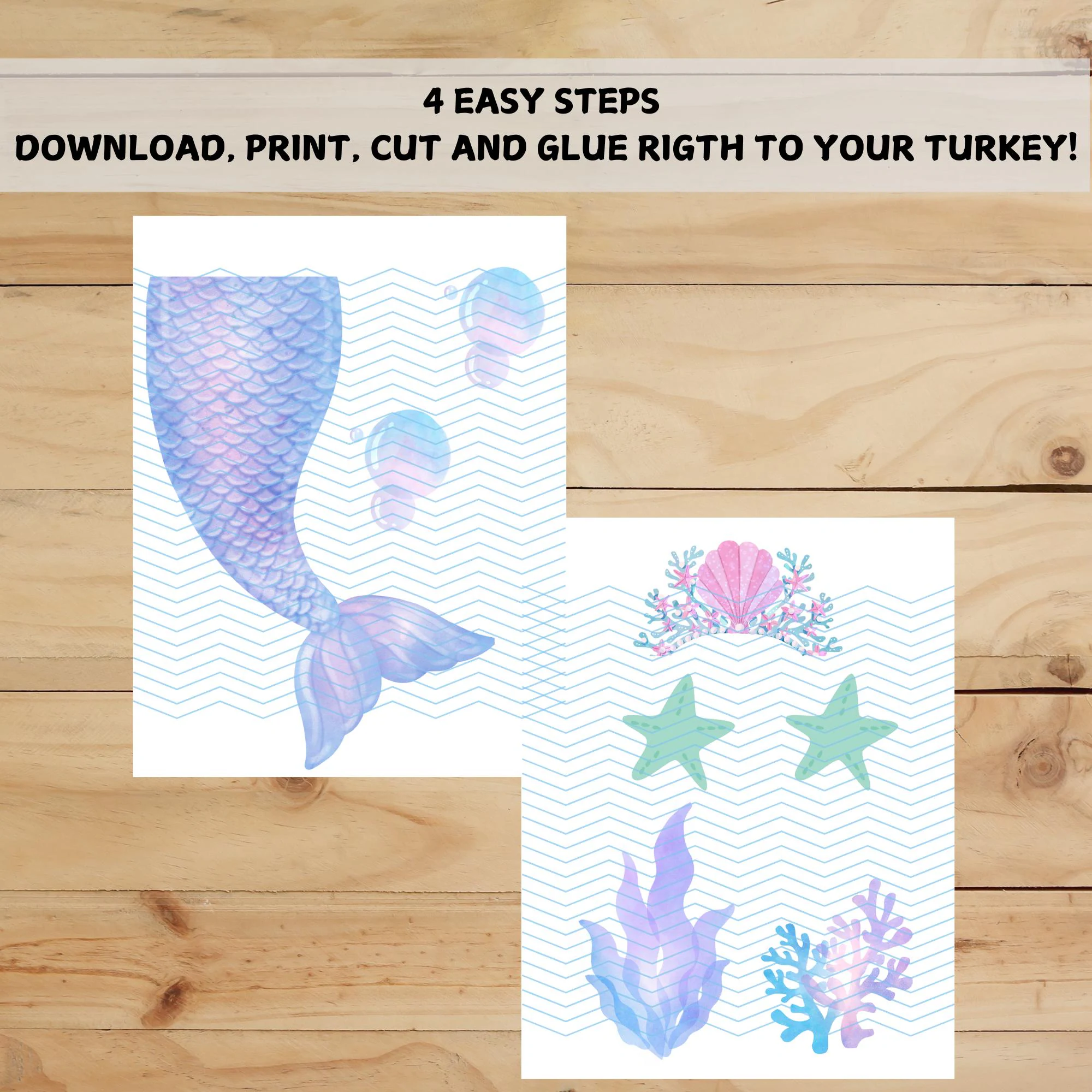 disguise a turkey mermaid template