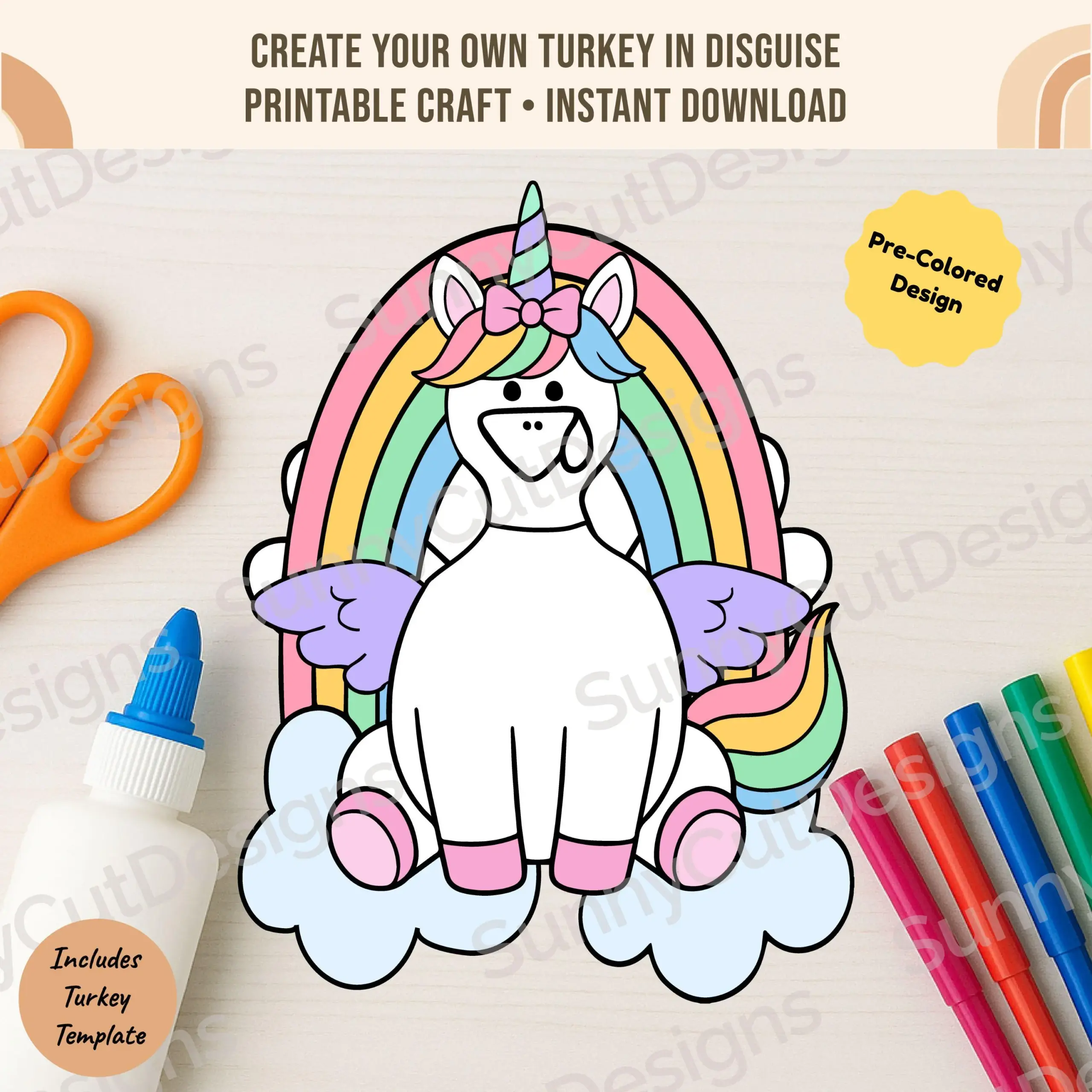 disguise a turkey as a unicorn template