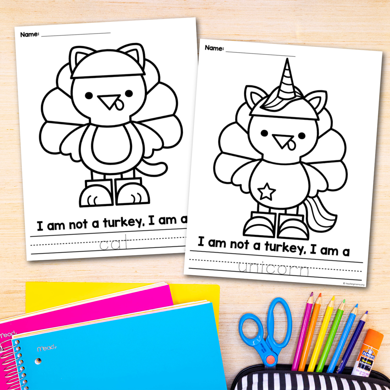 free printable i am not a turkey project template