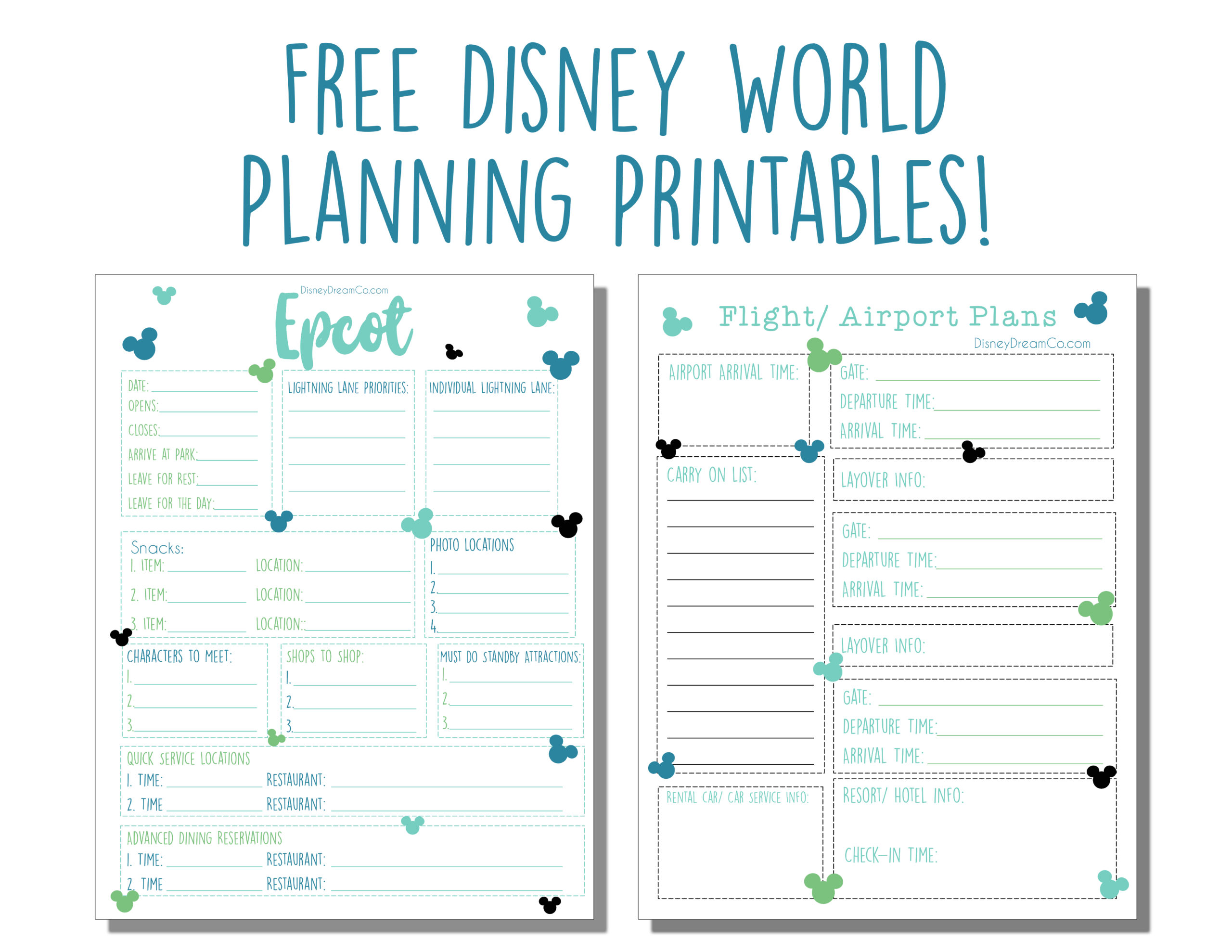 Disney World Free Planning Printables