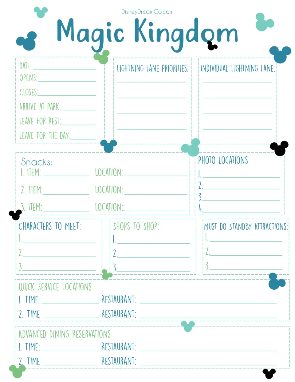Disney World Free Planning Printables Disney World Free Planning Printables