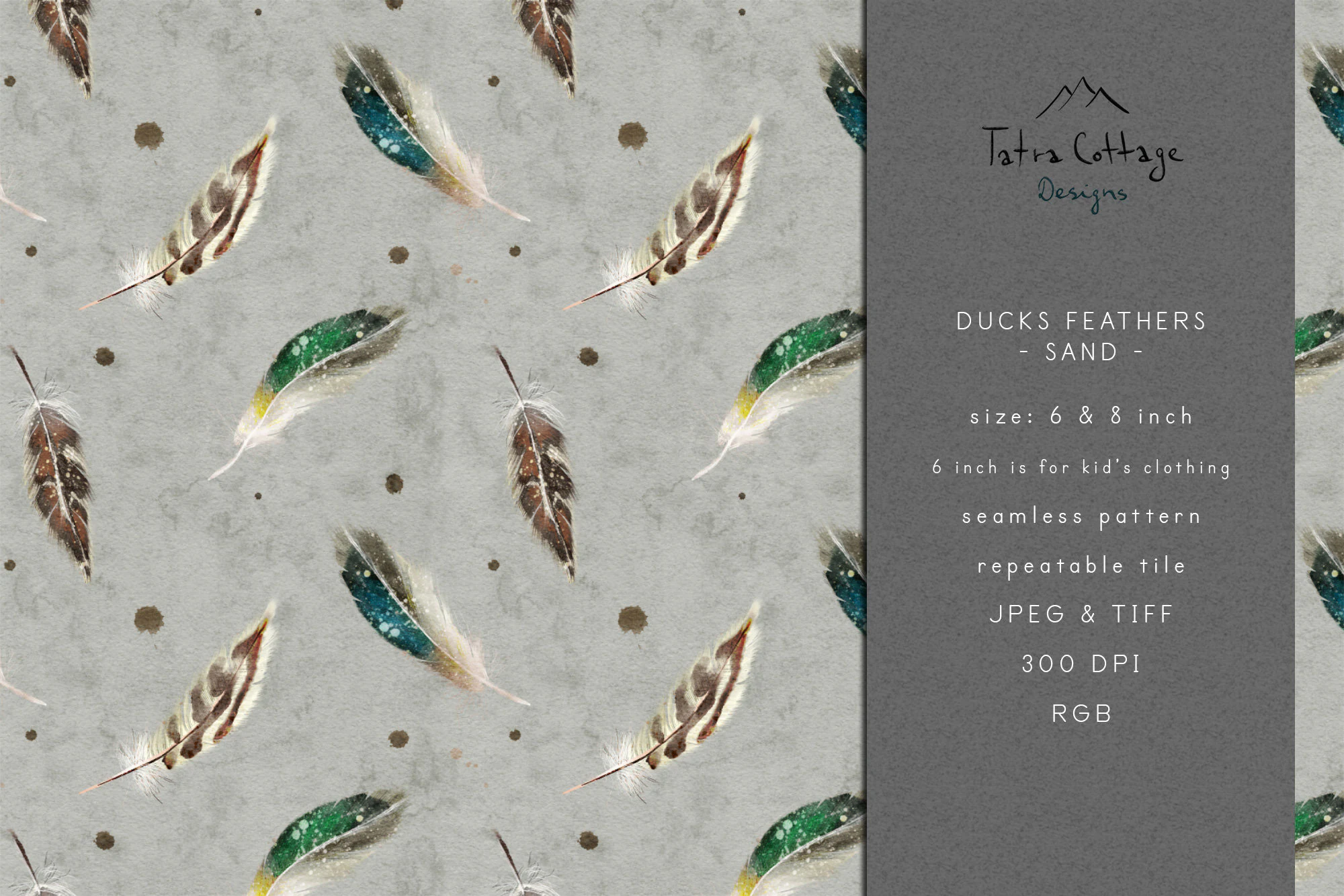 Duck Feathers Seamless Pattern Hunting
