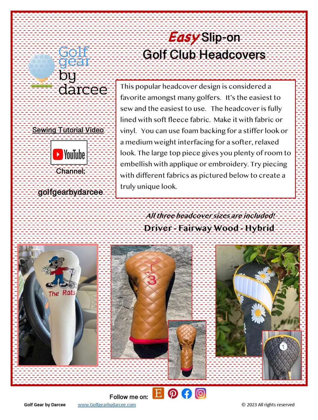 printable golf head cover template printable golf head cover template