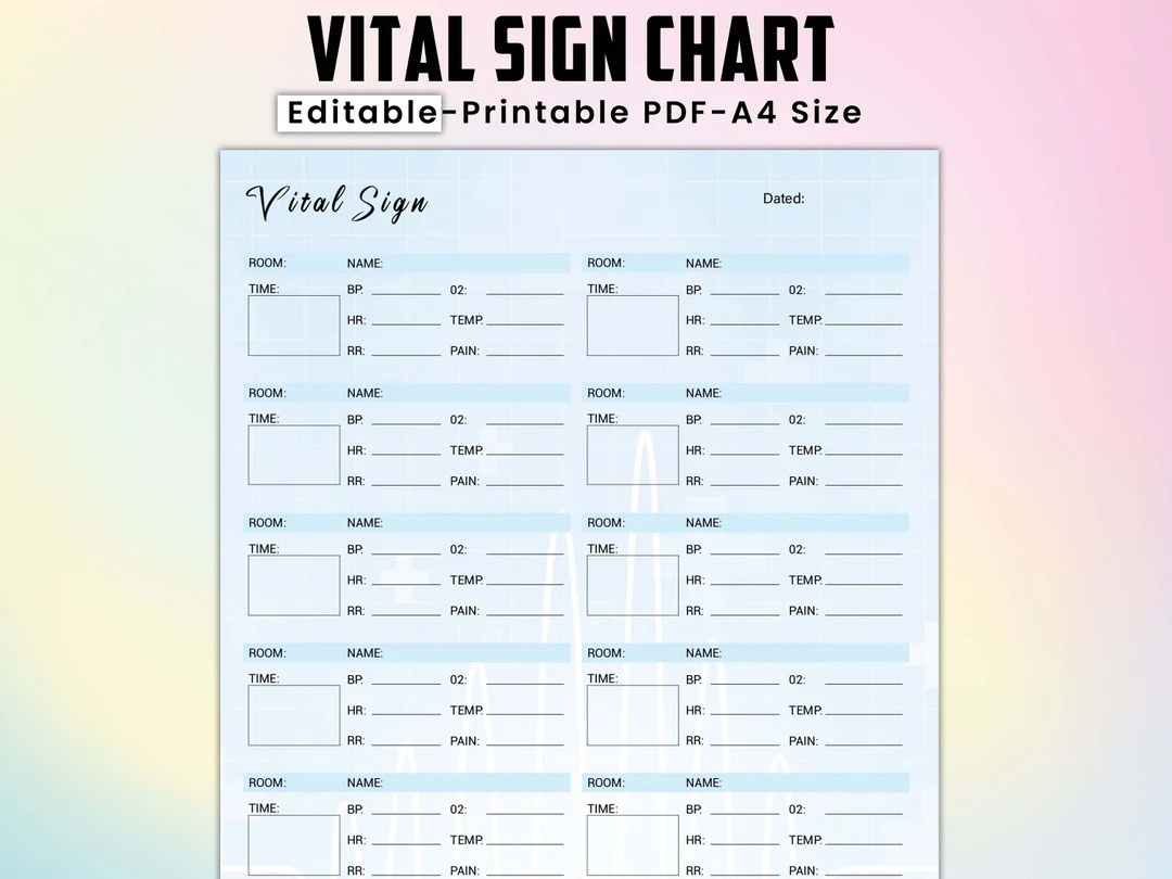 Editable And Printable Vital Sign Chart