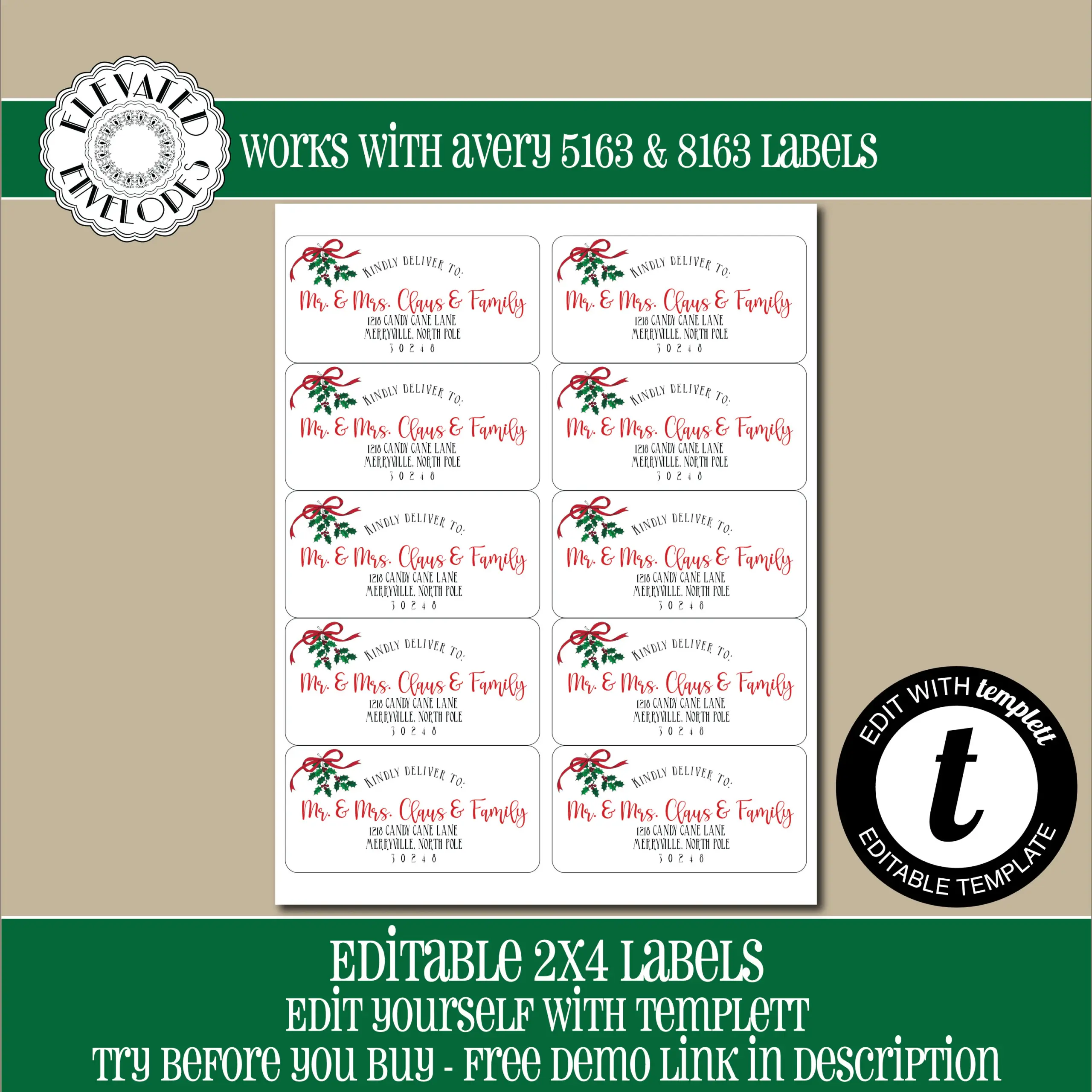 christmas address labels template free
