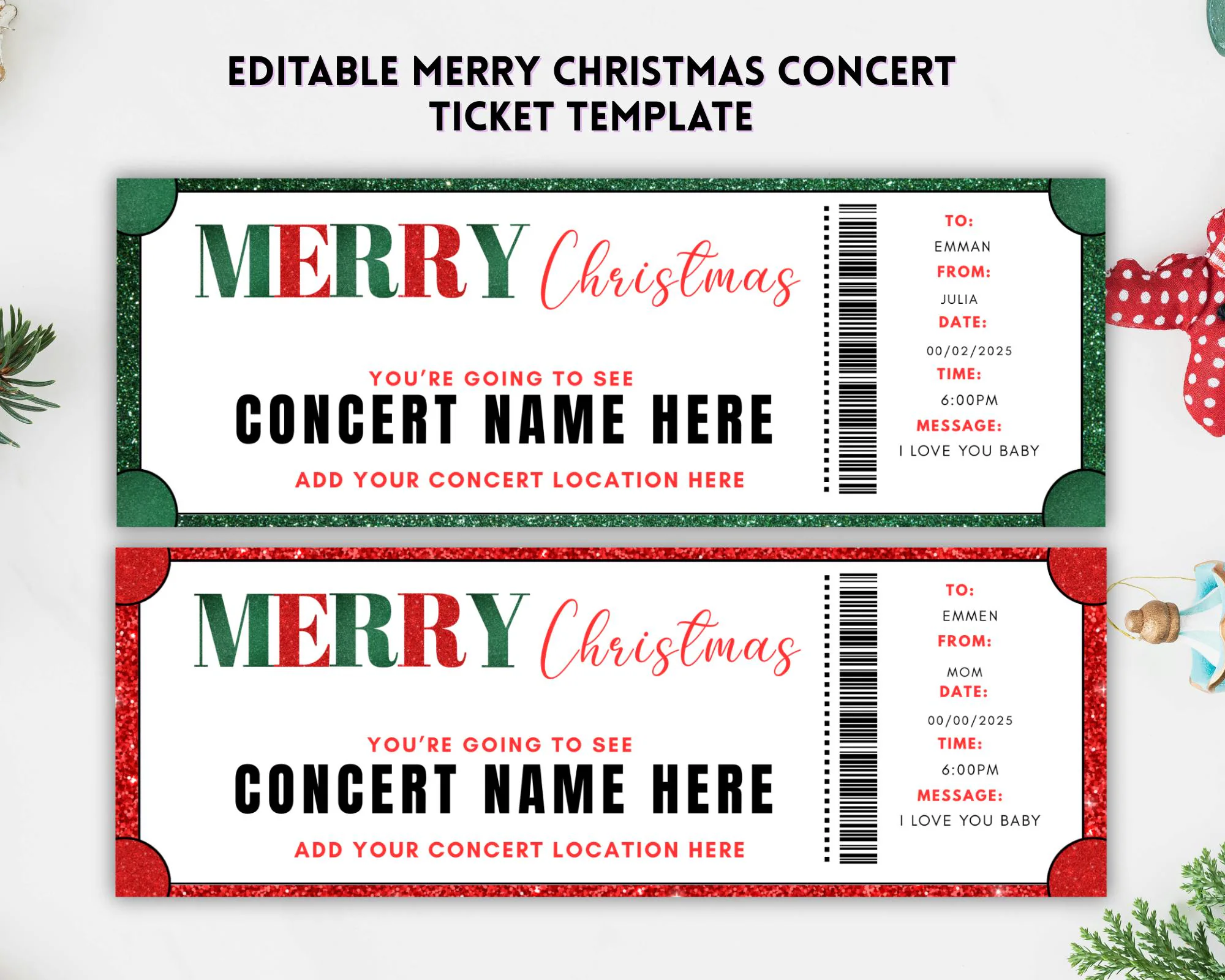 christmas concert ticket template