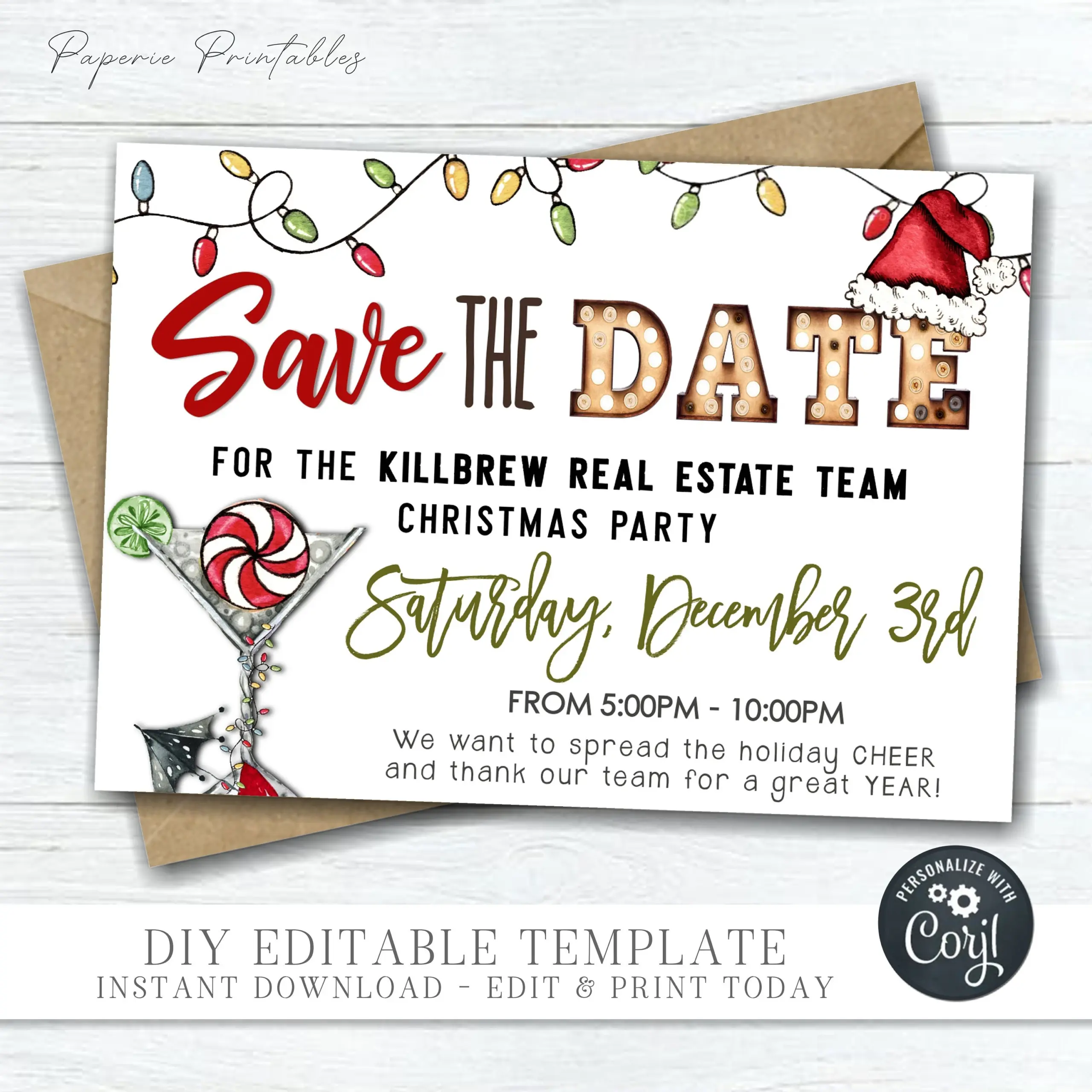 Editable Christmas Party Save The Date Editable Christmas Party Save The Date