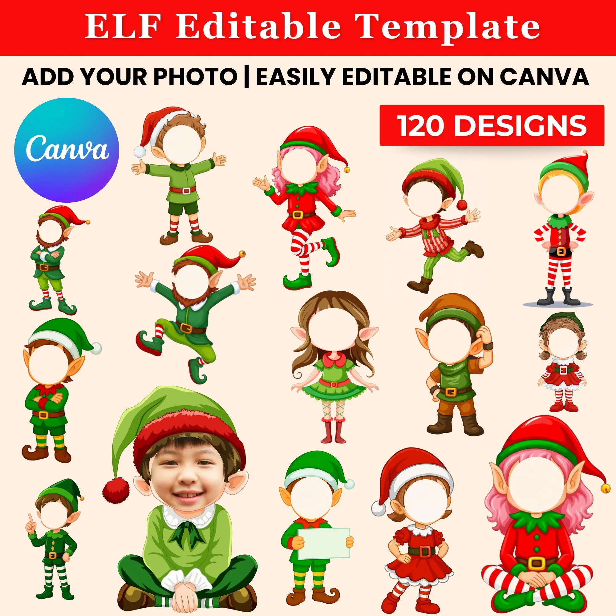 Elf Photo Templates Add Your Face 120