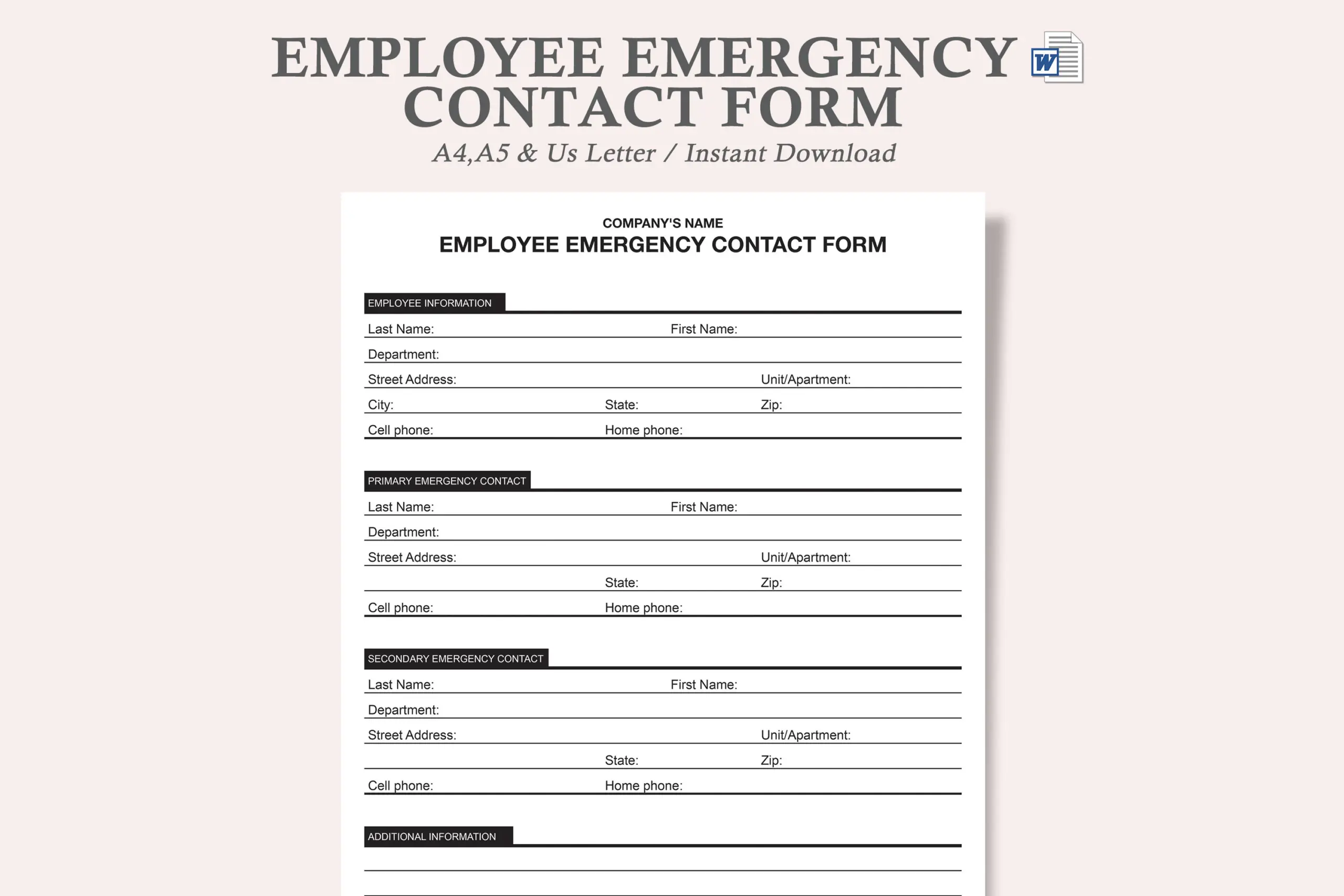 Emergency Contact Formemployee Emergency