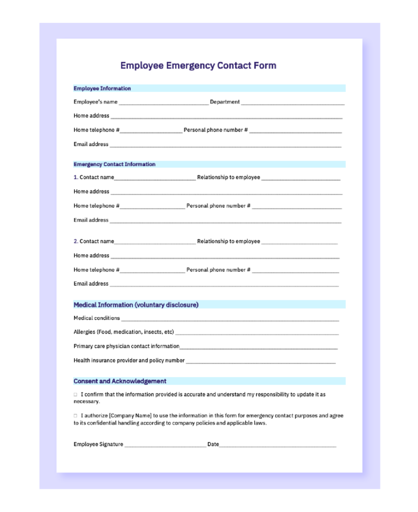 Employee Emergency Contact Form