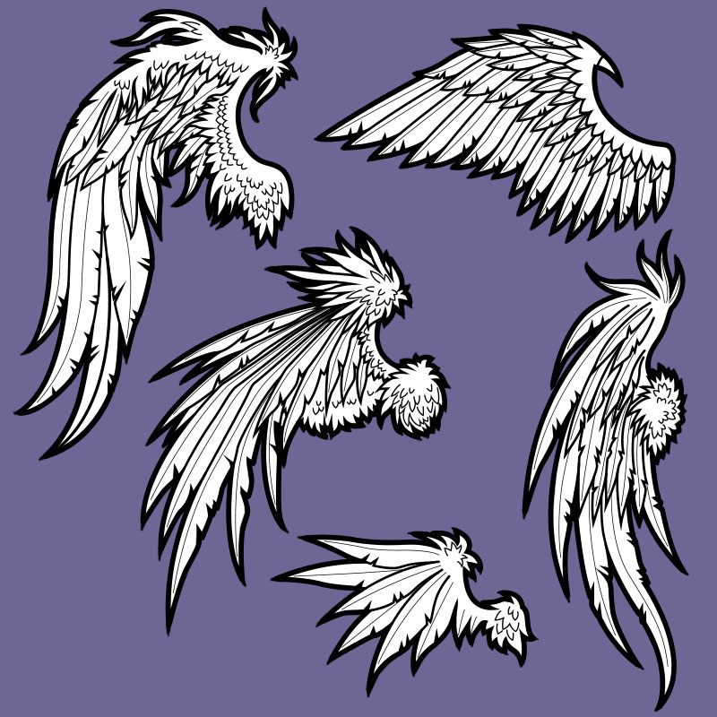Epic Feathered Wings Template Collection 5 Wing Shapes