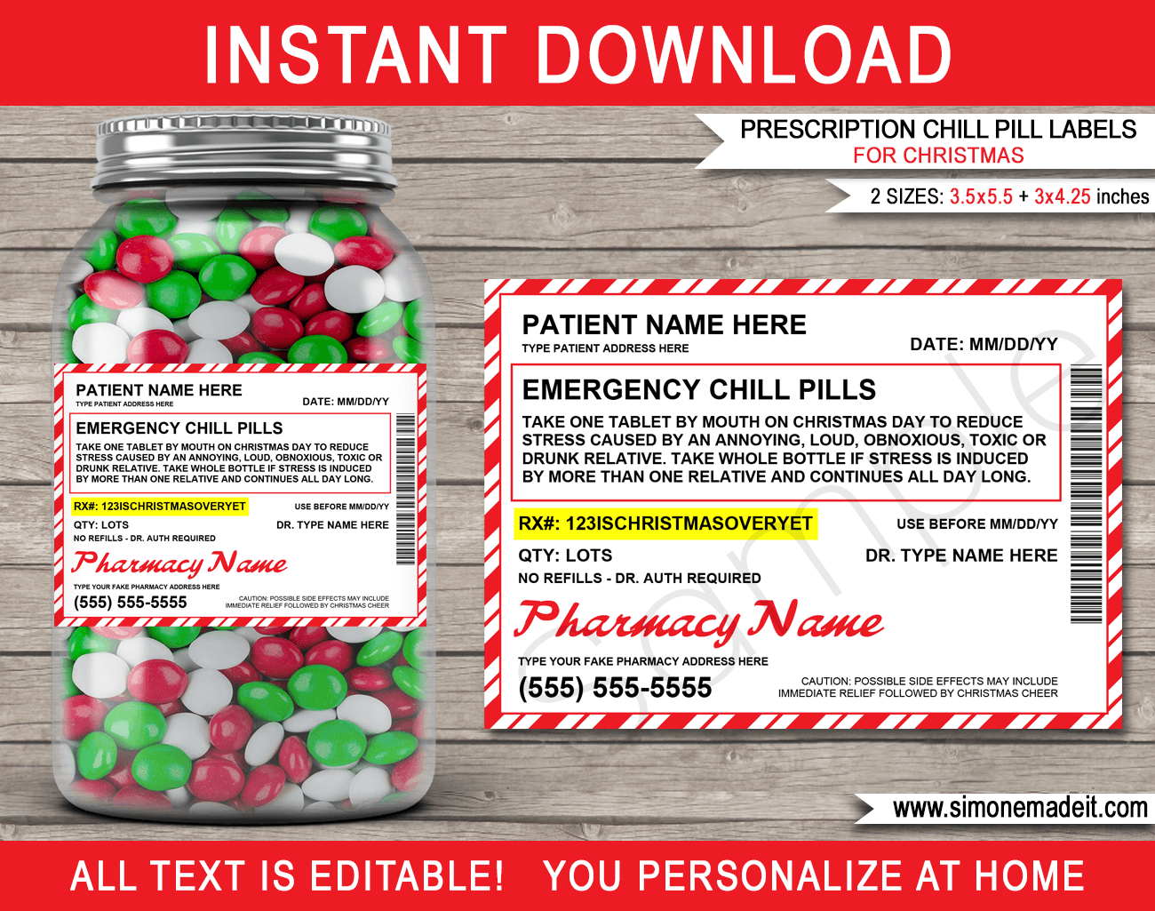 Fake Walgreens Prescription Christmas Chill Pill Labels