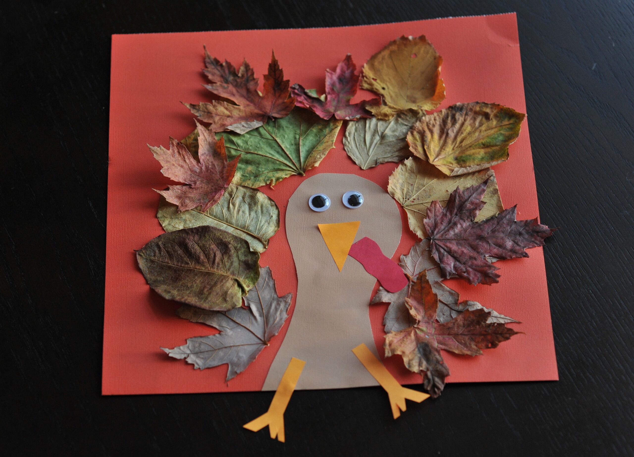 Fall Turkey Craft With Leaves