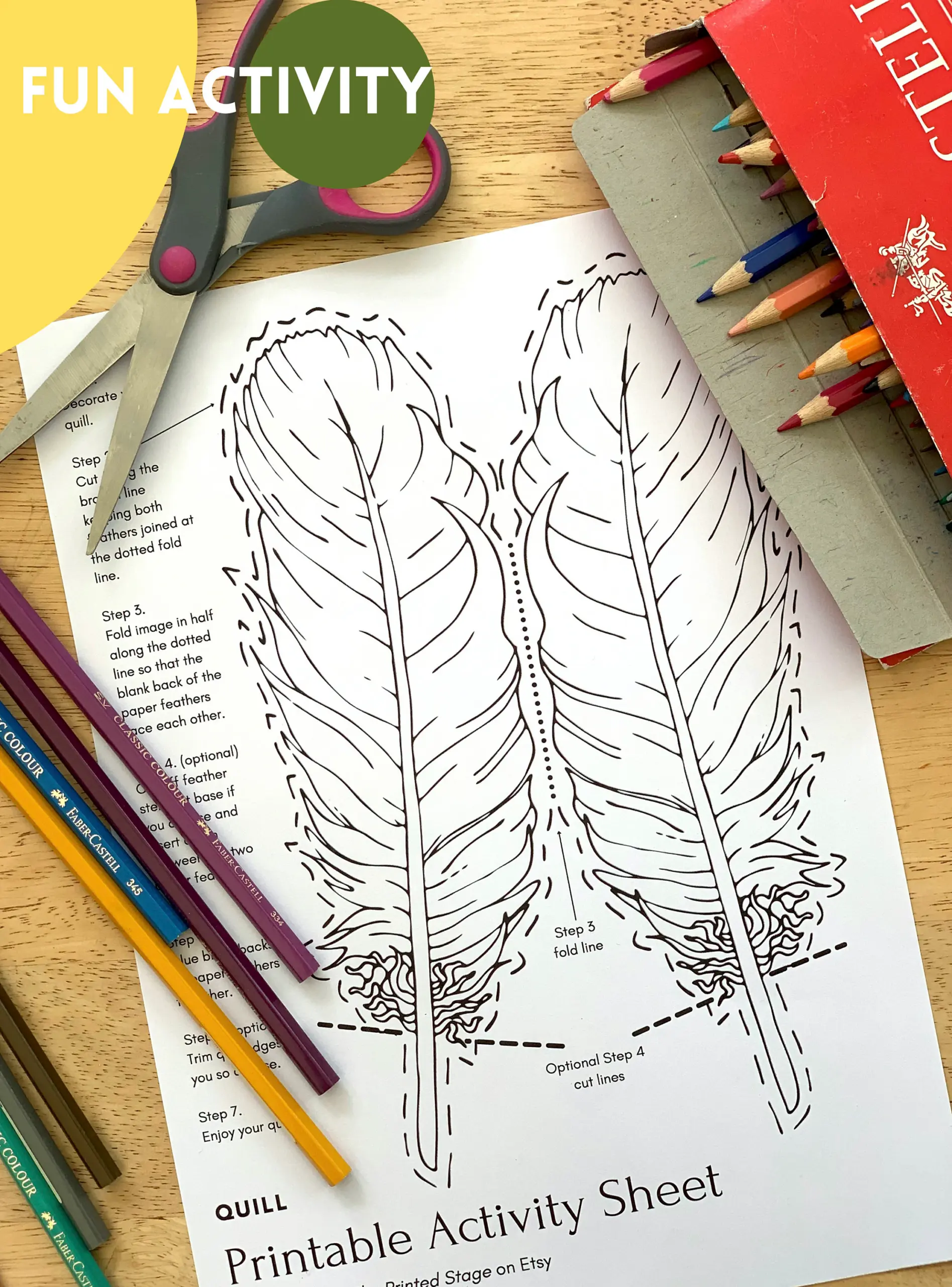 Feather Quill Pen Printable Activity Feather Quill Pen Printable Activity