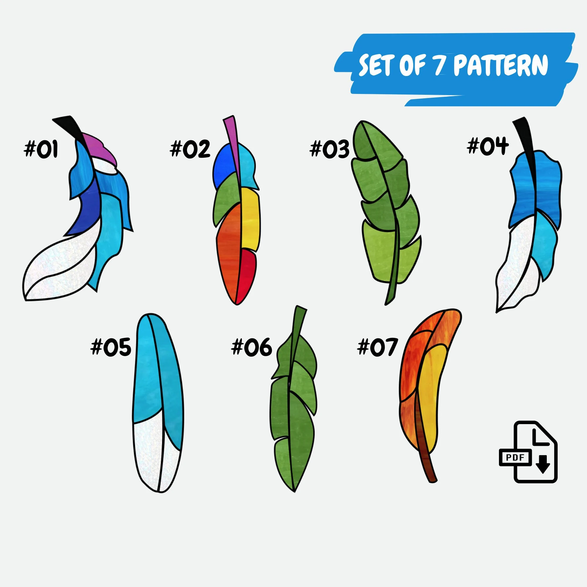 free stained glass feather template