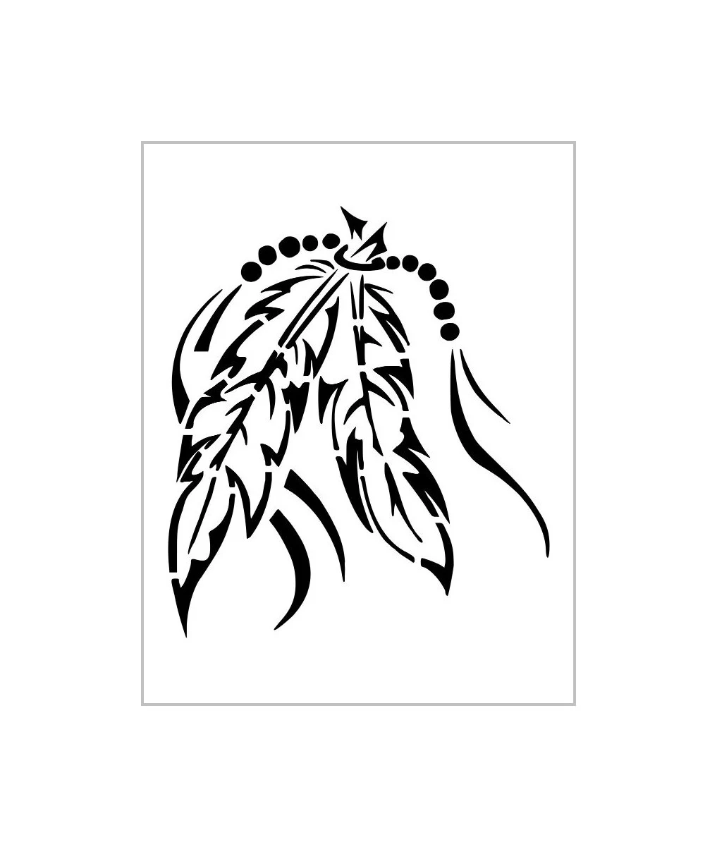 Feathers And Beads Stencil Indian Native