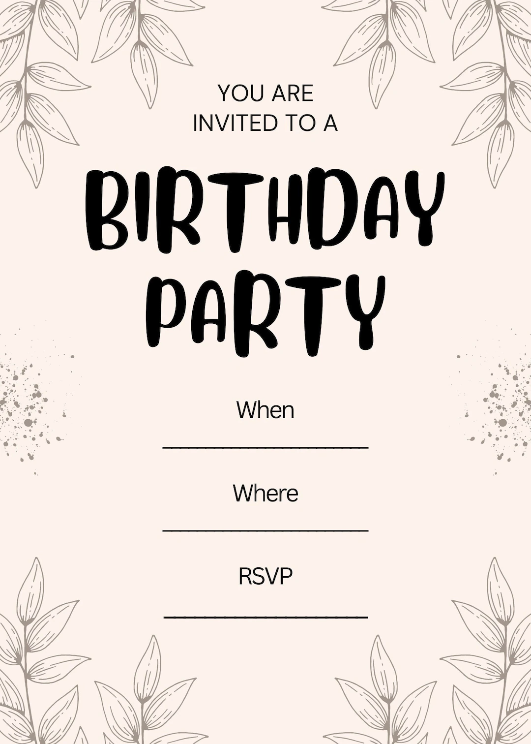 Fill In The Blank Birthday Party