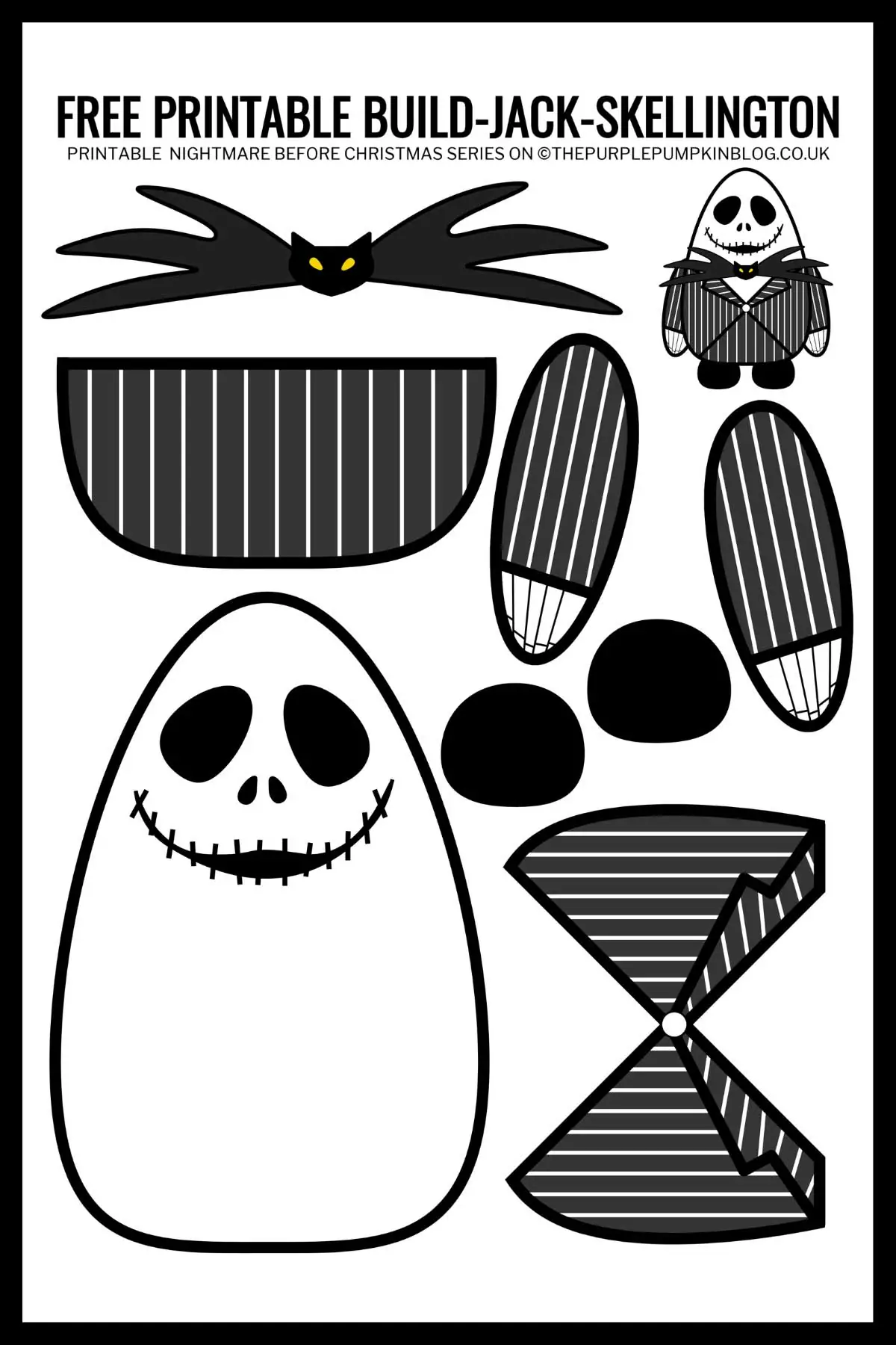 Free Build Nightmare Before Christmas Jack Skellington Printable For Halloween Free Build Nightmare Before Christmas Jack Skellington Printable For Halloween