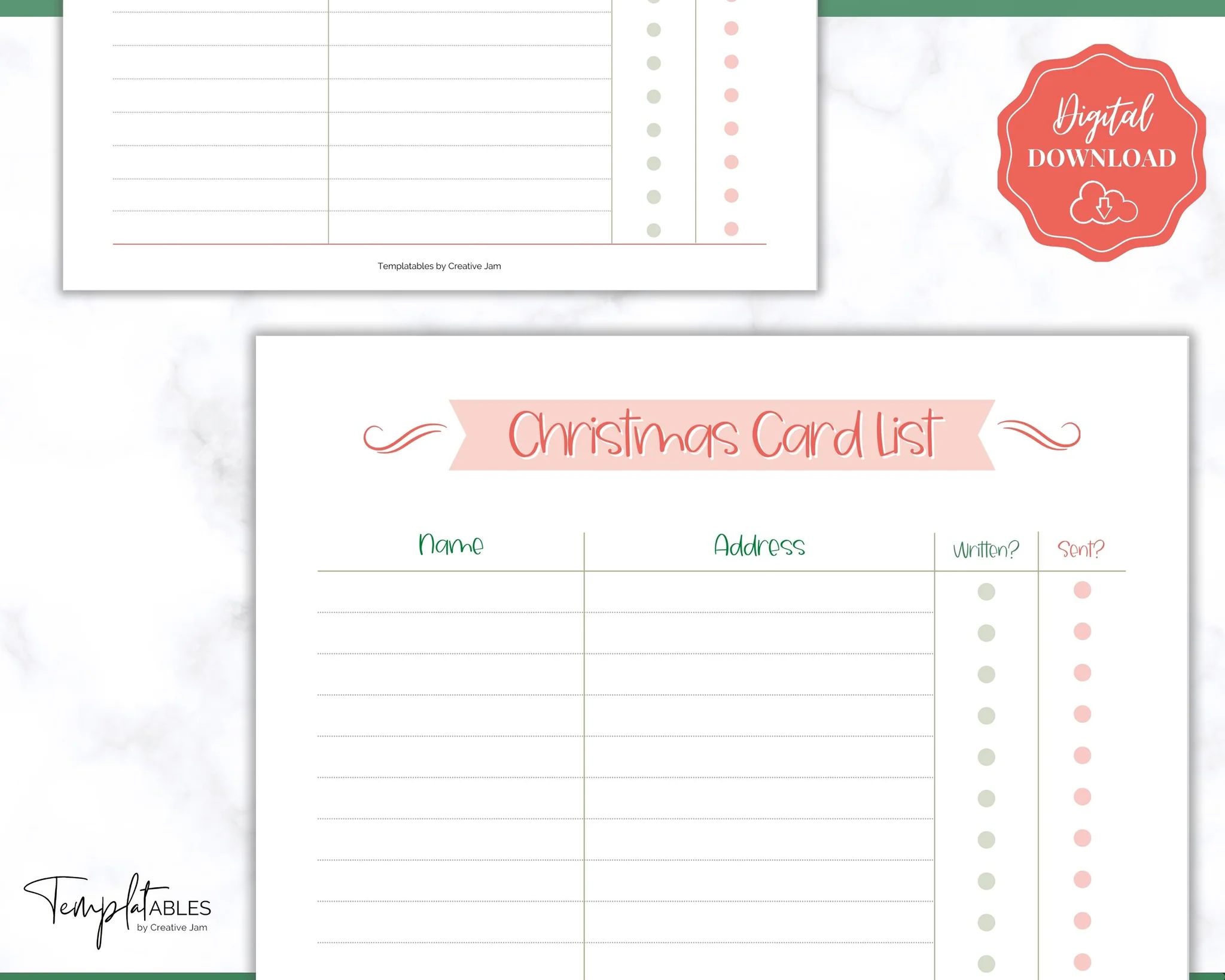 christmas address list template
