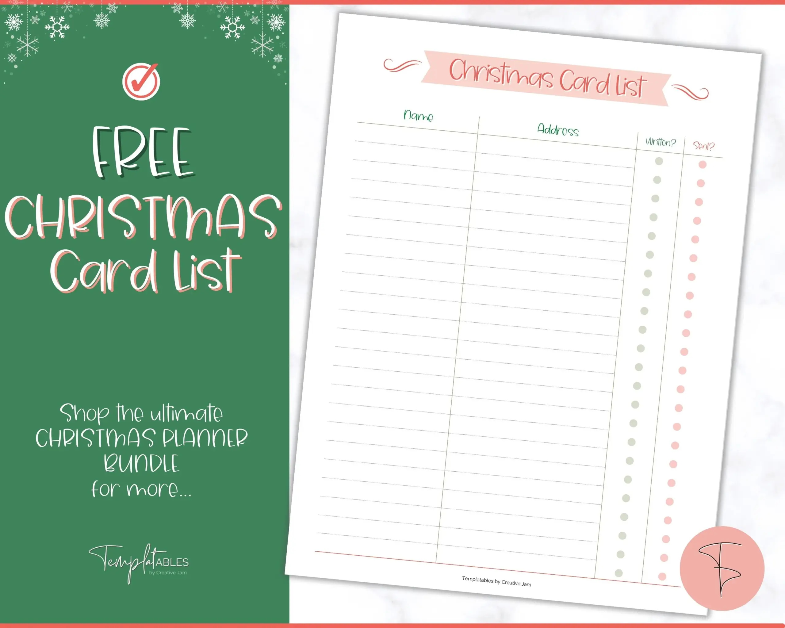 Free Christmas Card List Printable Free Christmas Card List Printable