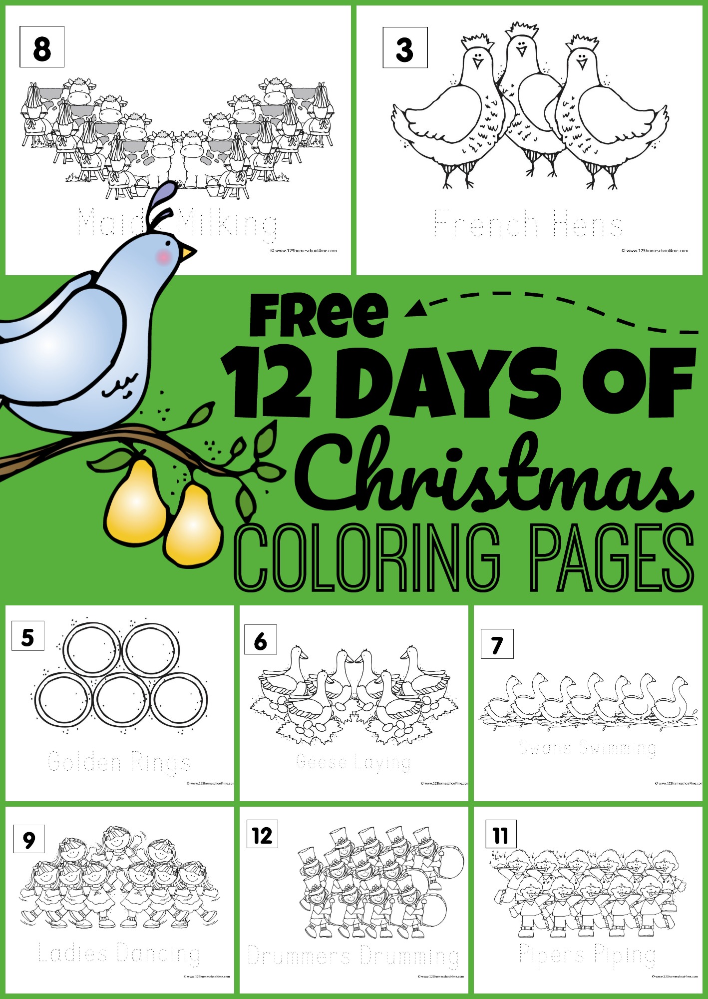 Free Christmas Coloring Sheets 12 Days 96 Free Christmas Coloring Sheets 12 Days 96