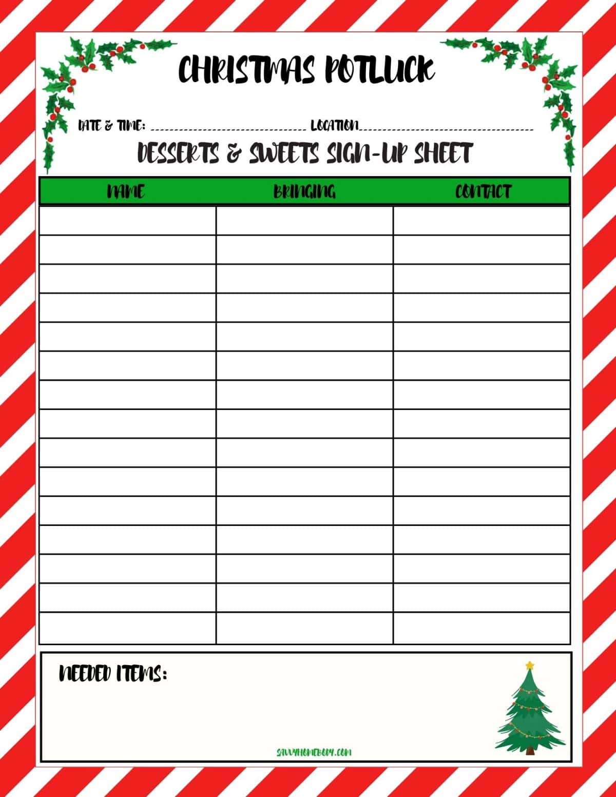 Free Christmas Potluck Sign Up Sheets Free Christmas Potluck Sign Up Sheets