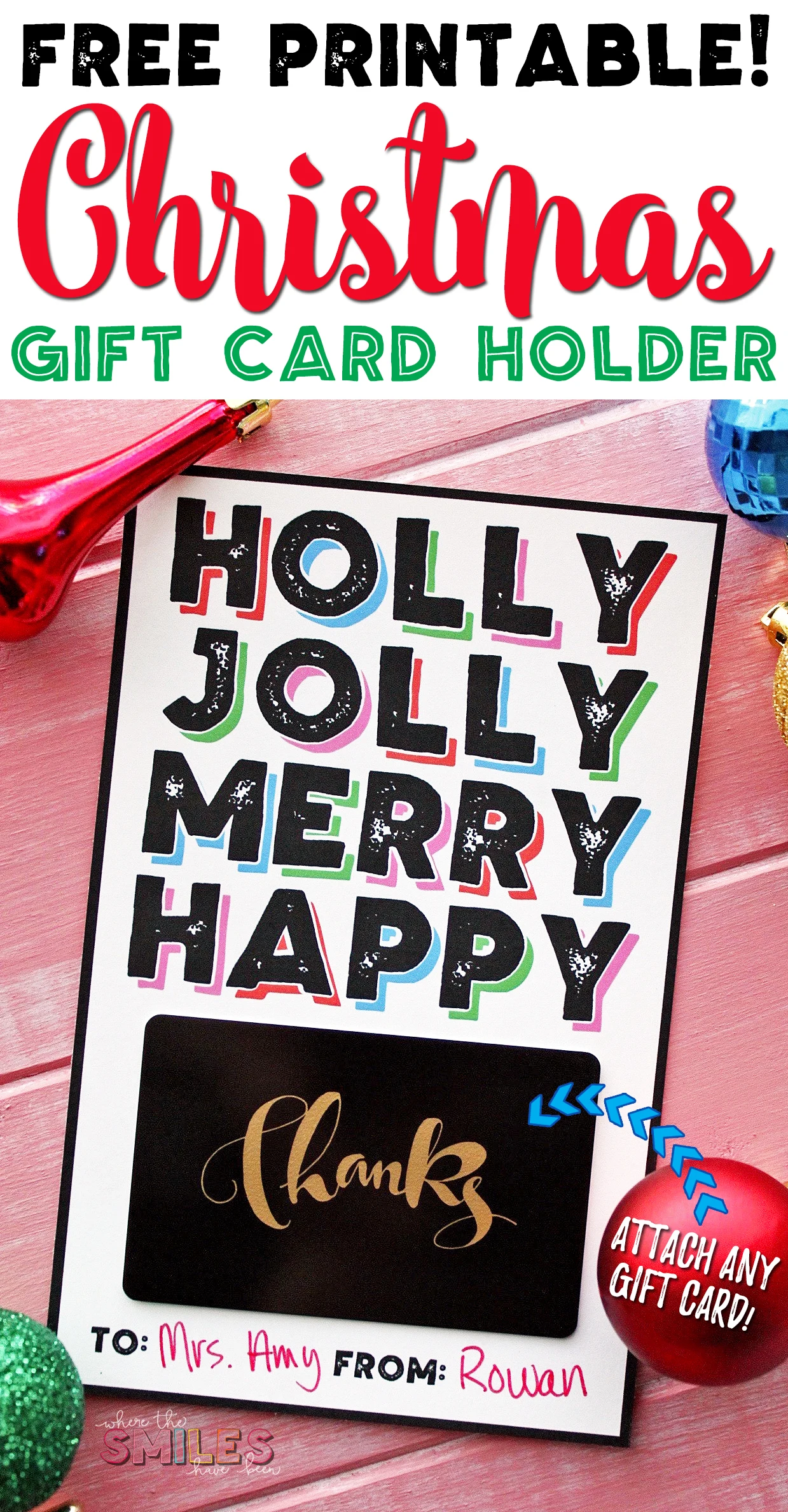 Free Modern Christmas Gift Card Holder Printable