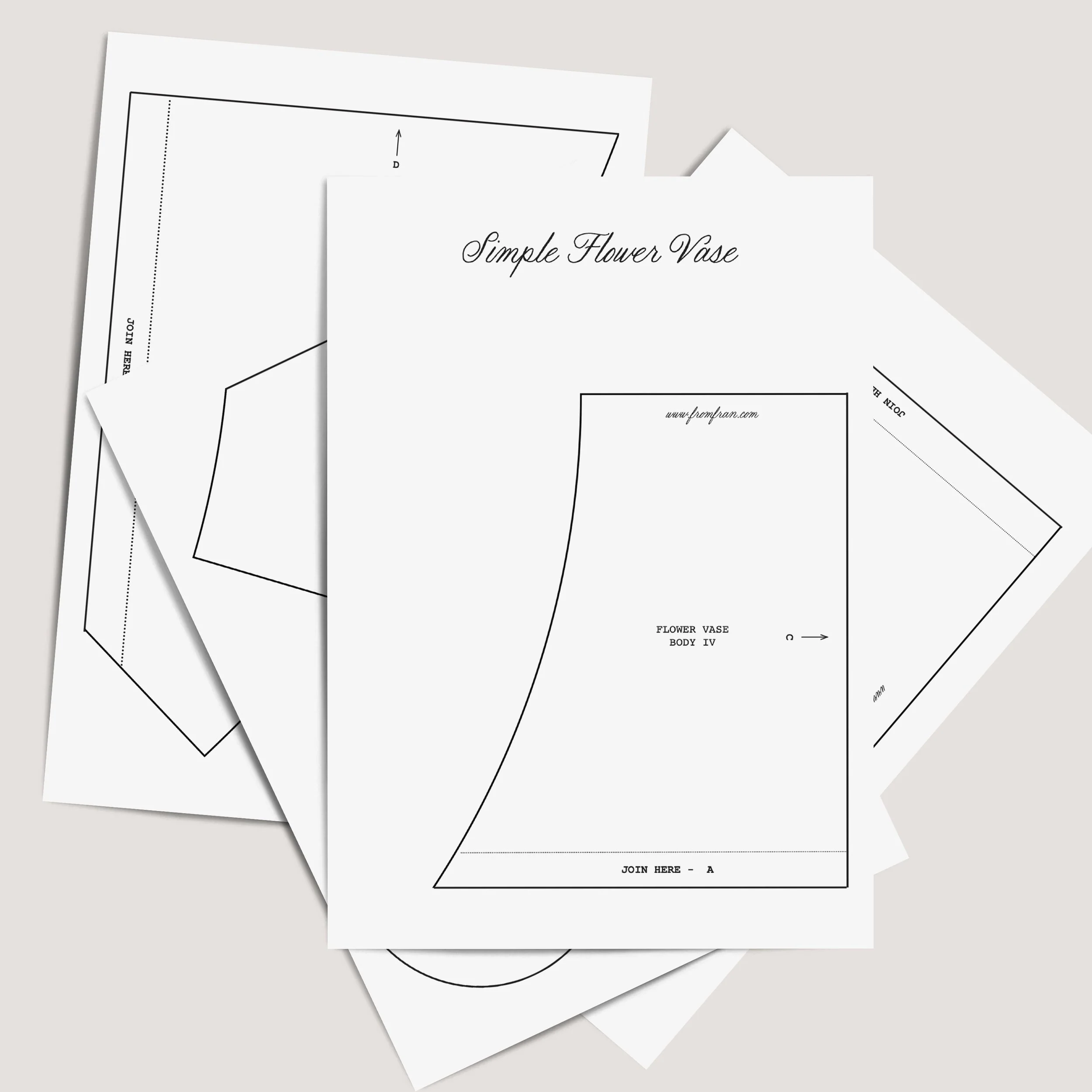 Free Pottery Slab Template Flower Vase Pdf