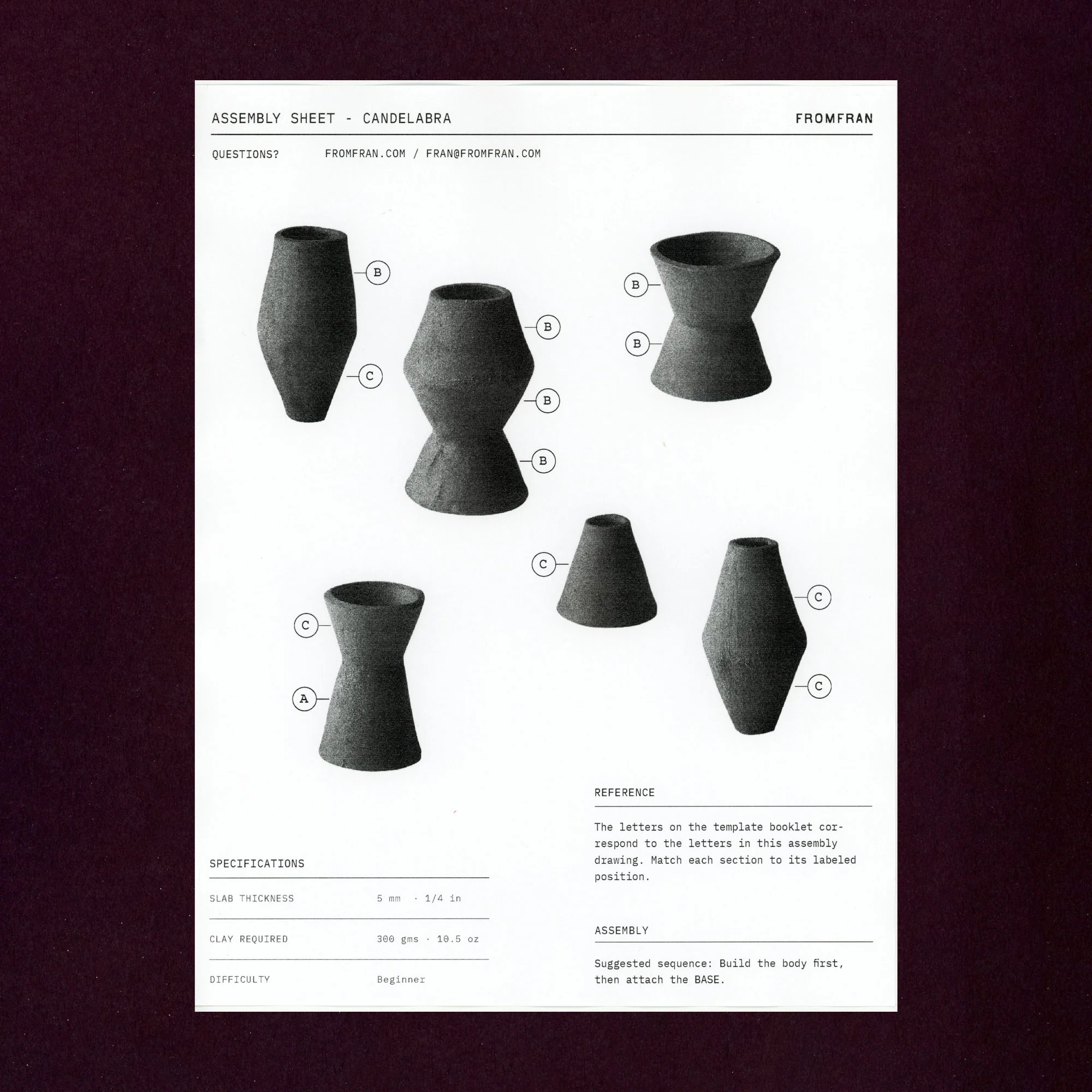 Free Pottery Slab Template Modular Candelabra Pdf