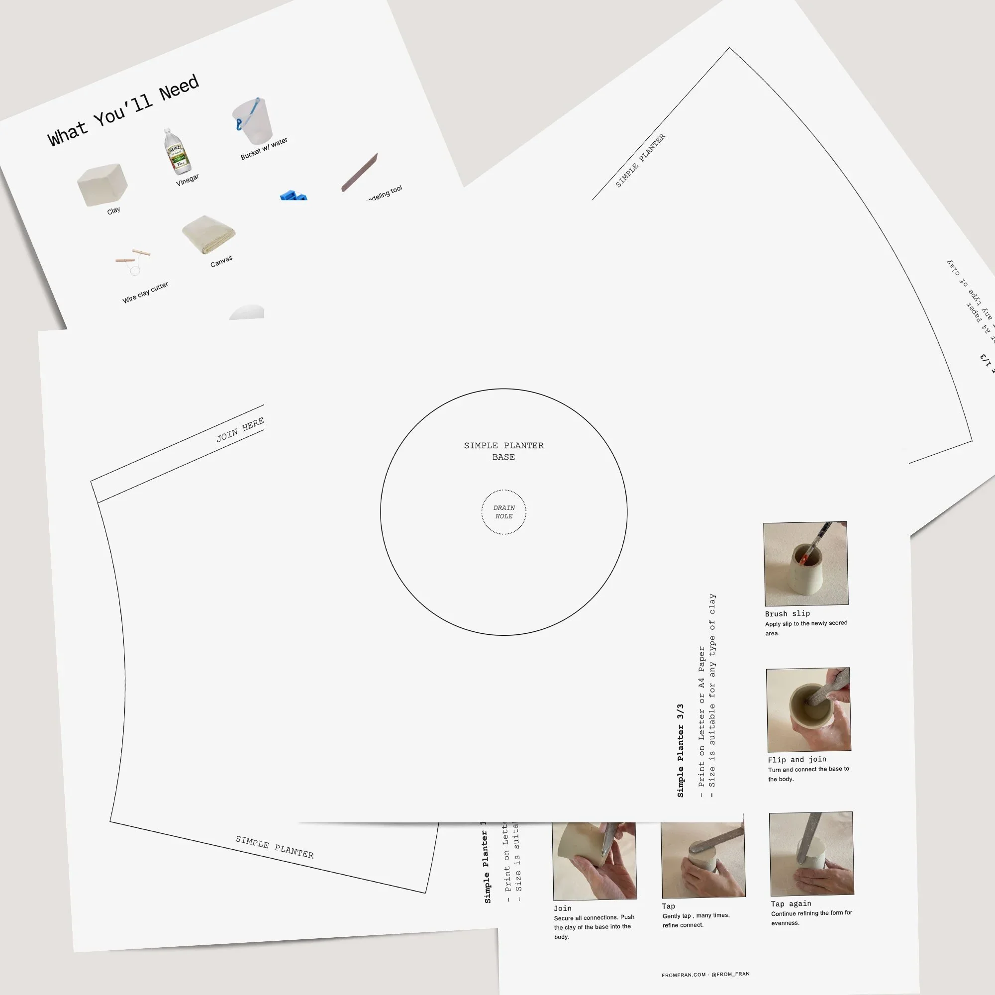 Free Pottery Slab Template Simple Planter Pdf