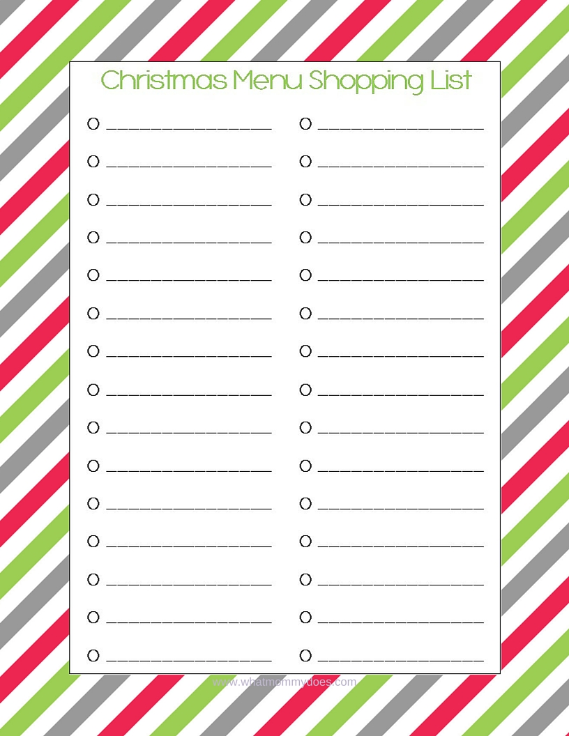 Free Printable Christmas Menu Shopping List Free Printable Christmas Menu Shopping List