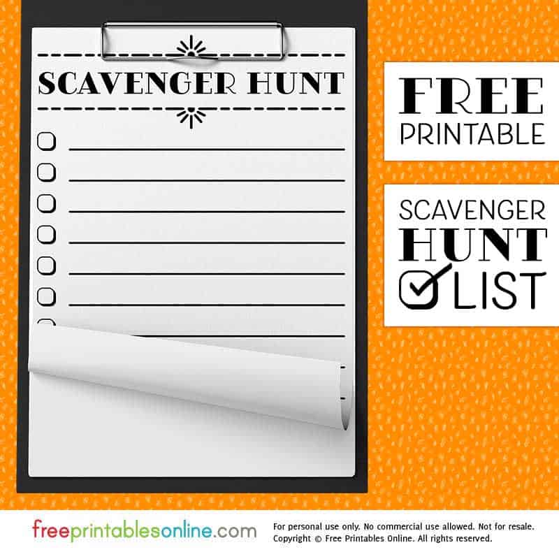 Free Printable Scavenger Hunt List