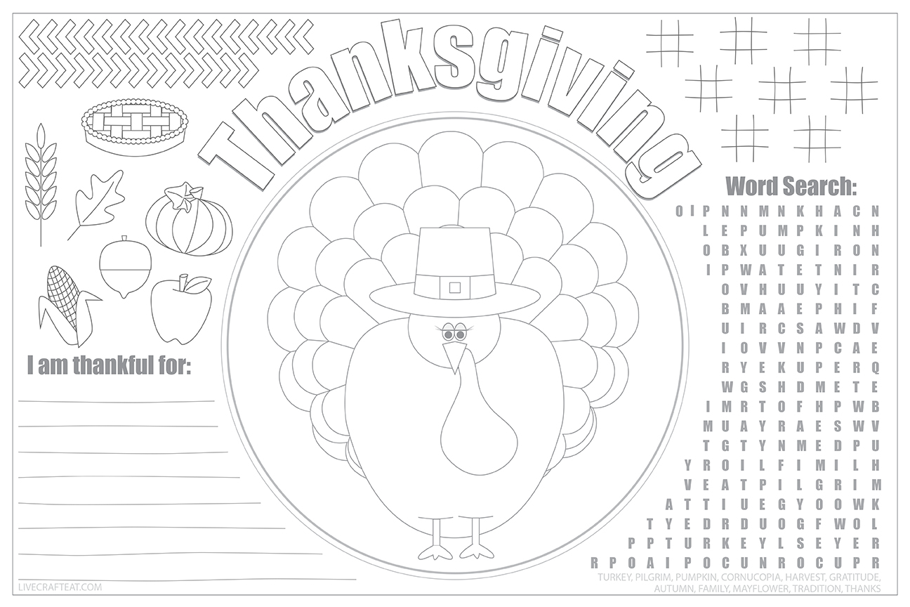 Free Printable Thanksgiving Placemats For Kids