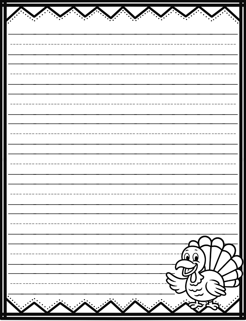 Free Thanksgiving Turkey Writing Paper Primary Lined