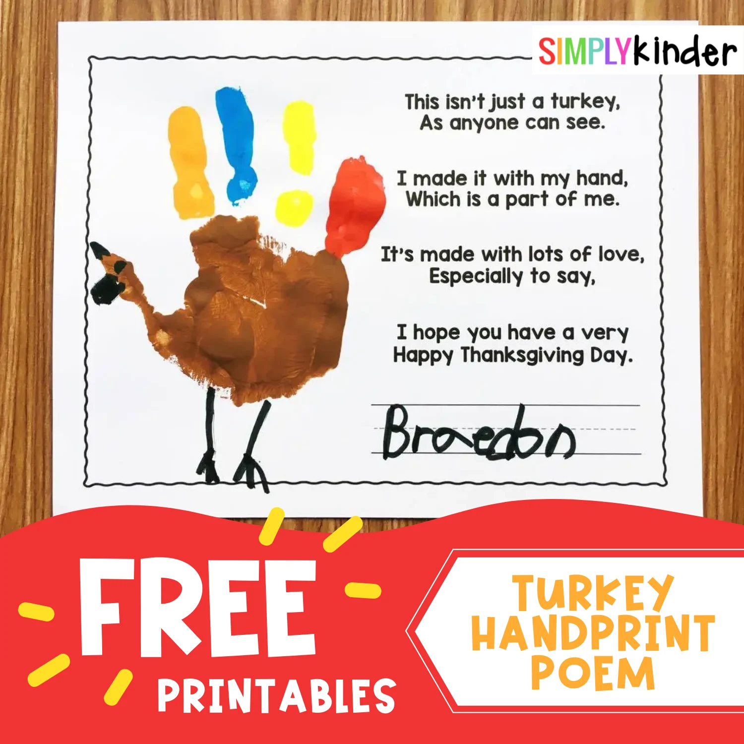 Free Turkey Handprint Poem