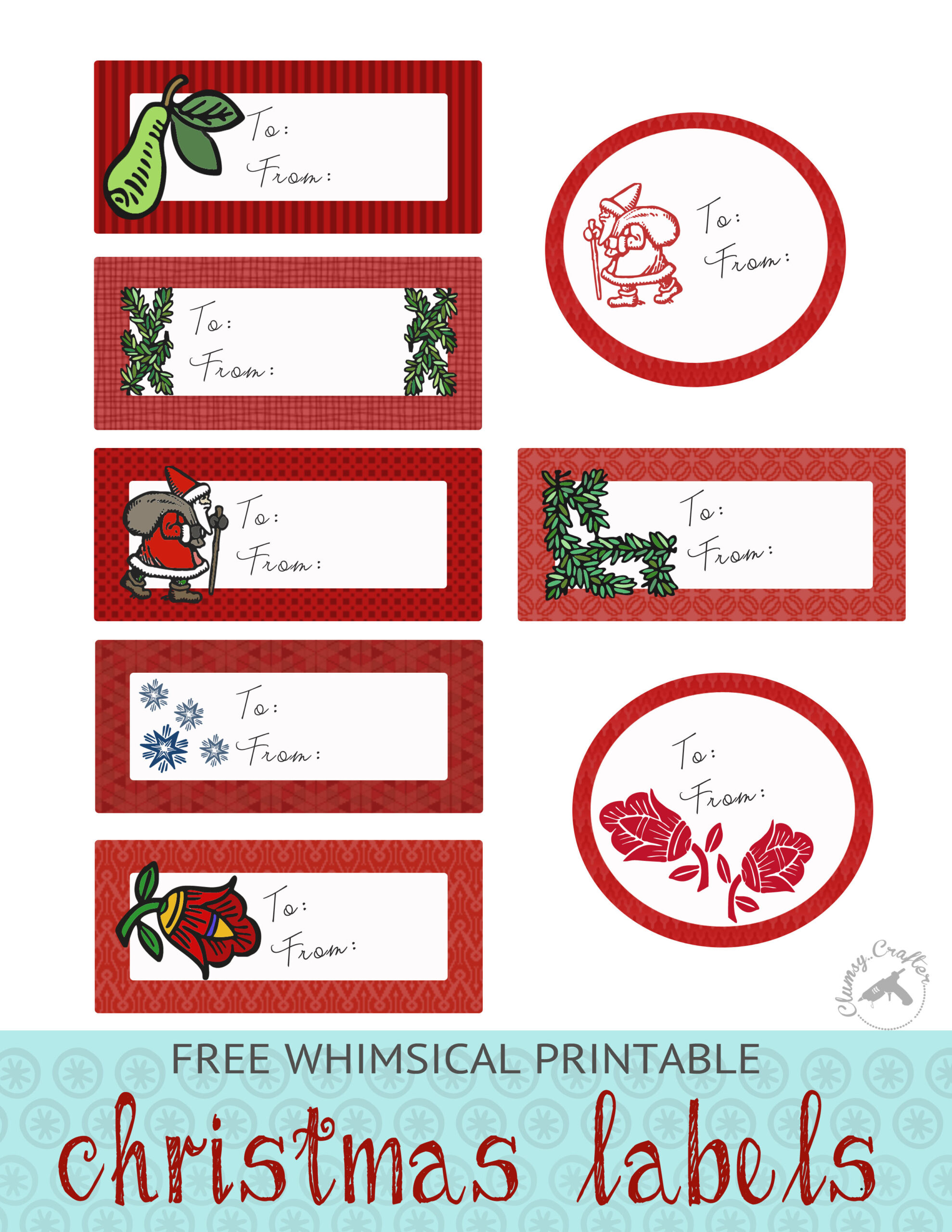 Free Whimsical Christmas Labels