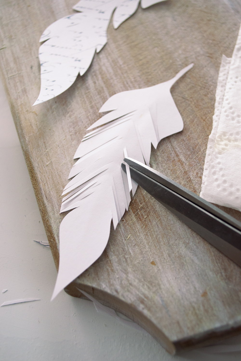French Script Paper Feathers French Script Paper Feathers