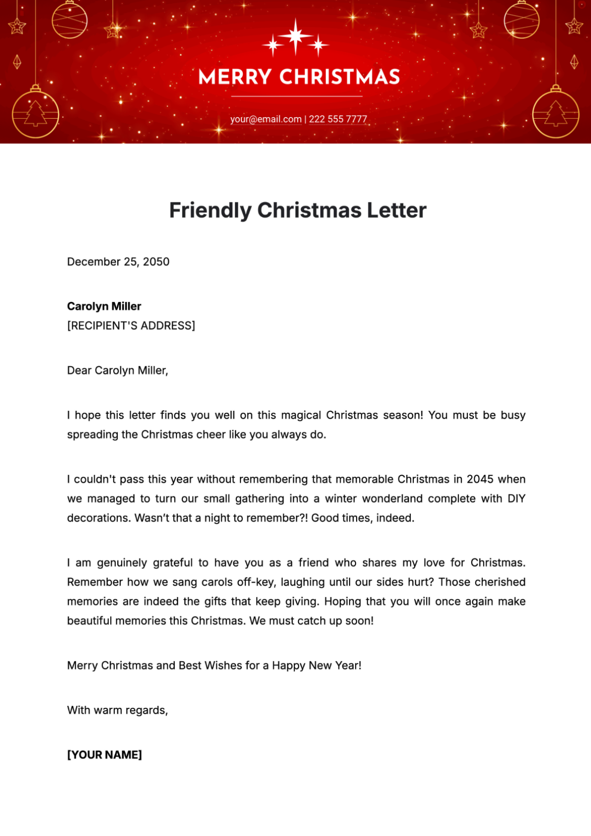 Friendly Christmas Letter