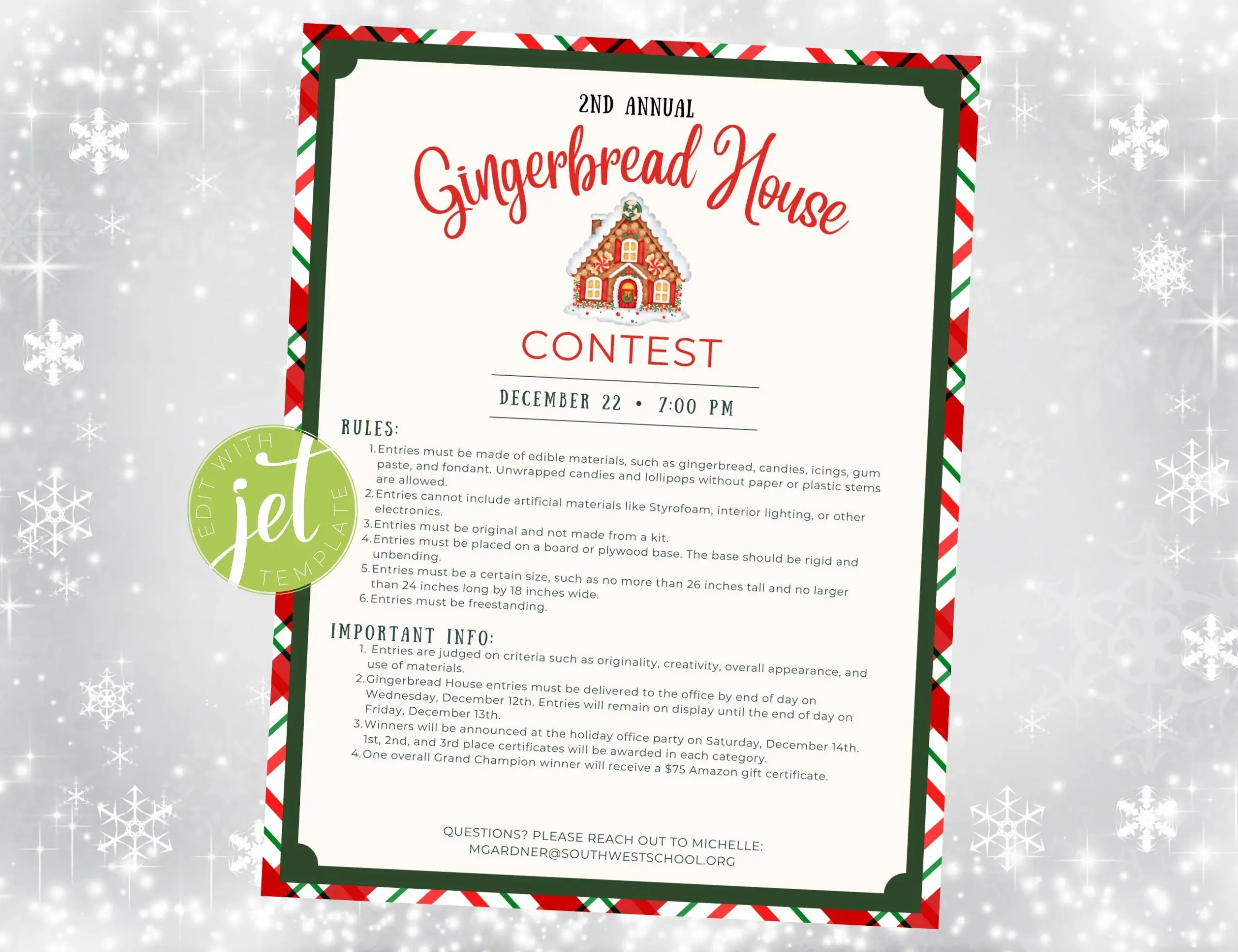 Gingerbread House Contest Flyer Editable Gingerbread House Contest Flyer Editable